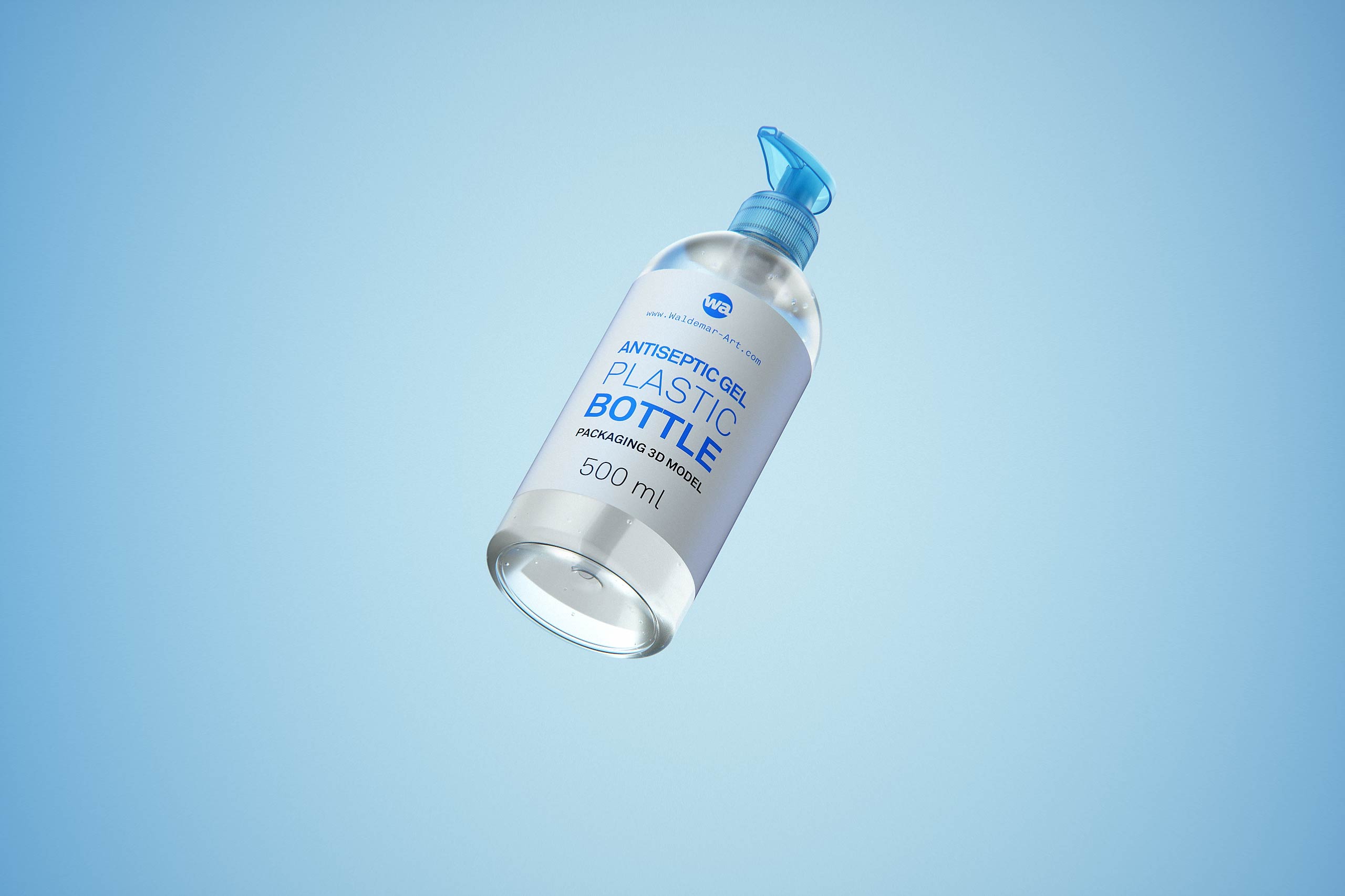 Anticeptic Gel Plastic Bottle 500ml (rounded egdes) packaging 3D model
