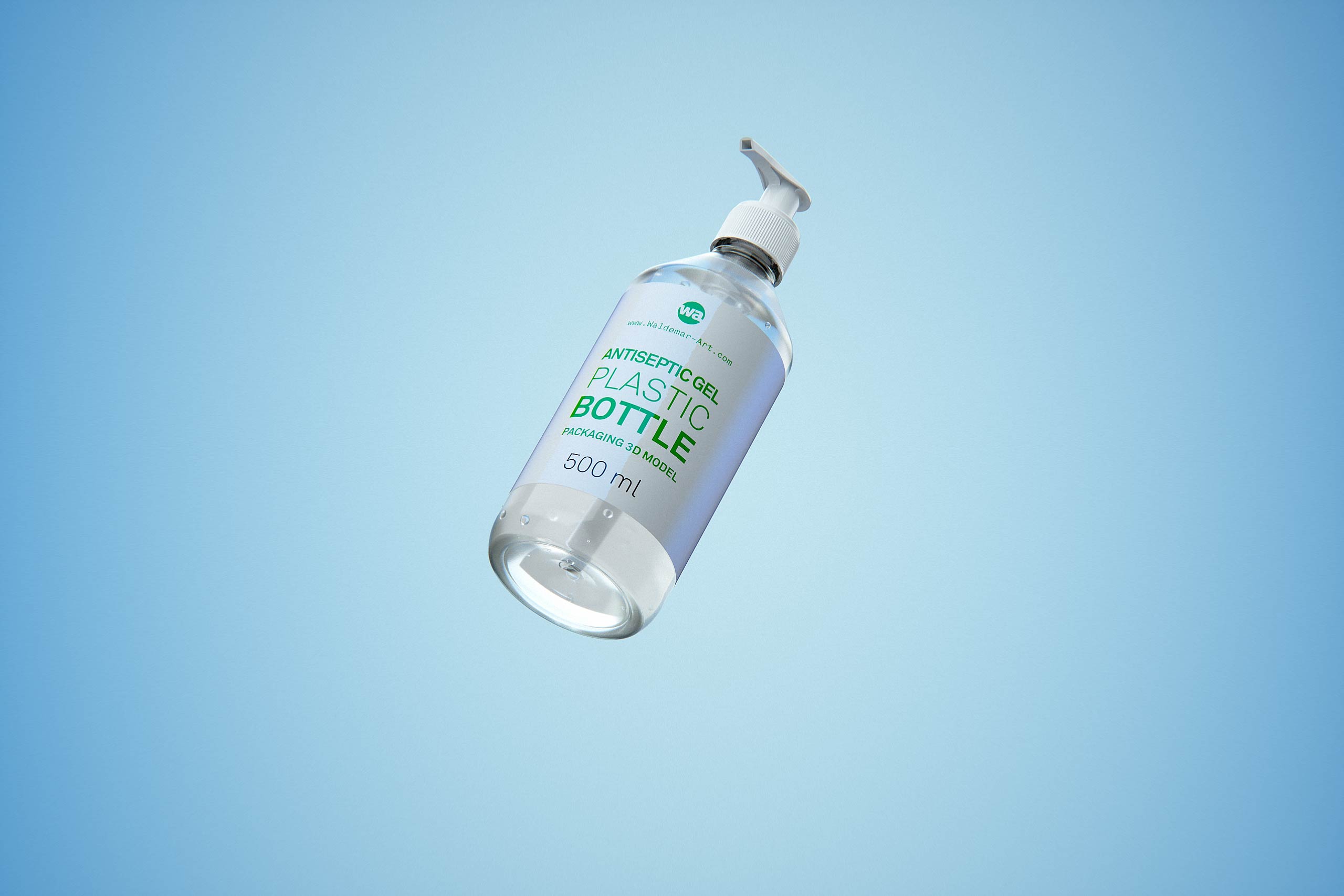 Anticeptic Gel Plastic Bottle 500ml (sharp egdes) packaging 3D model