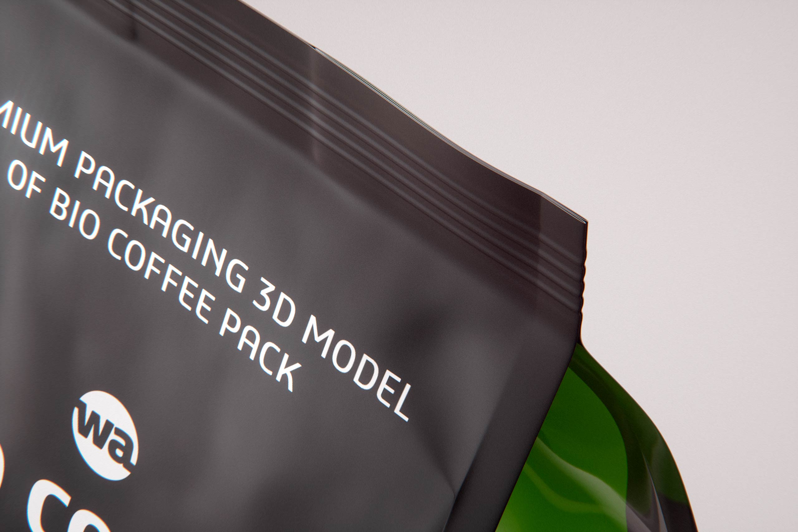 Bio Coffee beans Plastic Bag 250g packaging 3d model