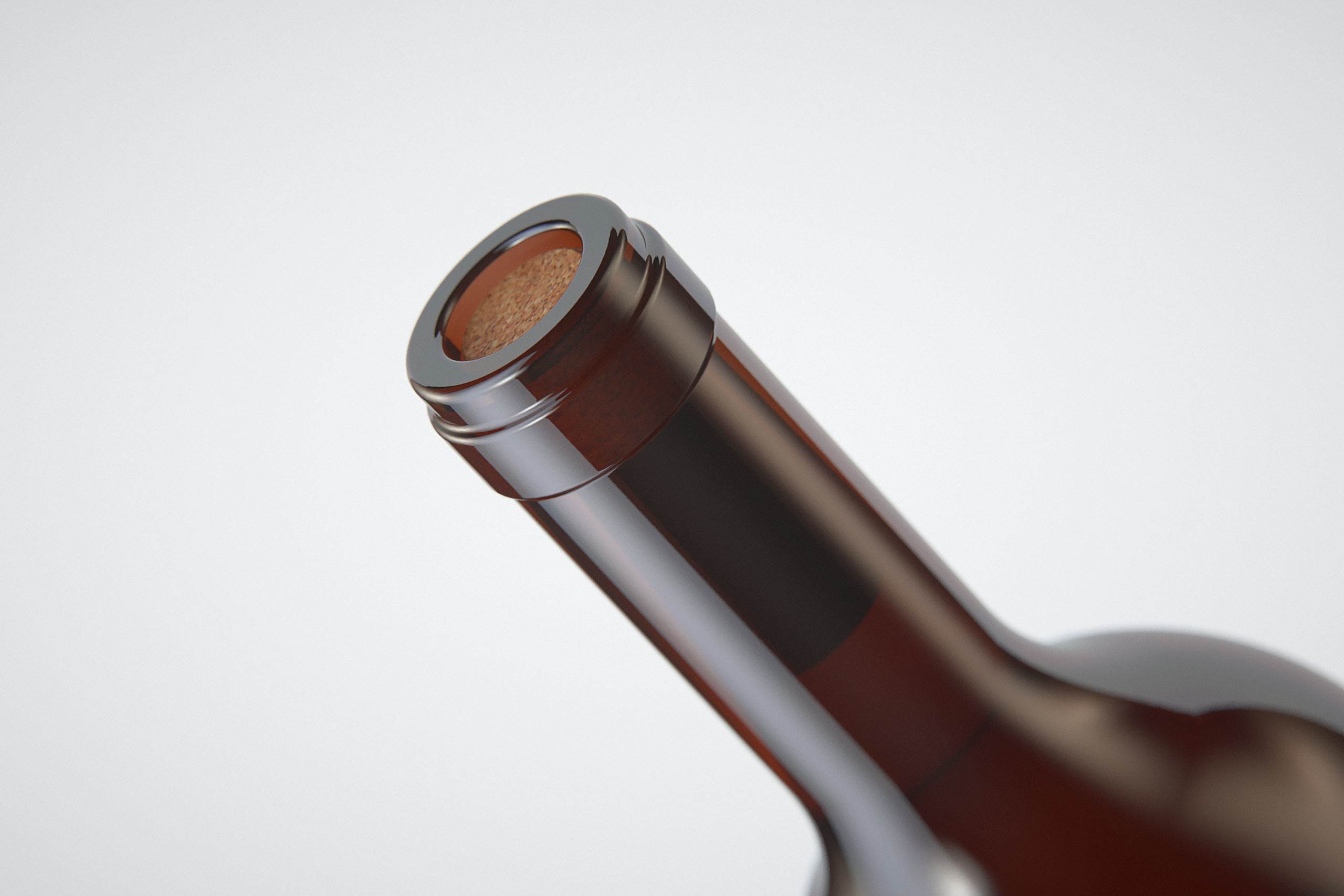 3D model of the Merlot Wine Standard Bottle 750ml with cork and glass of wine