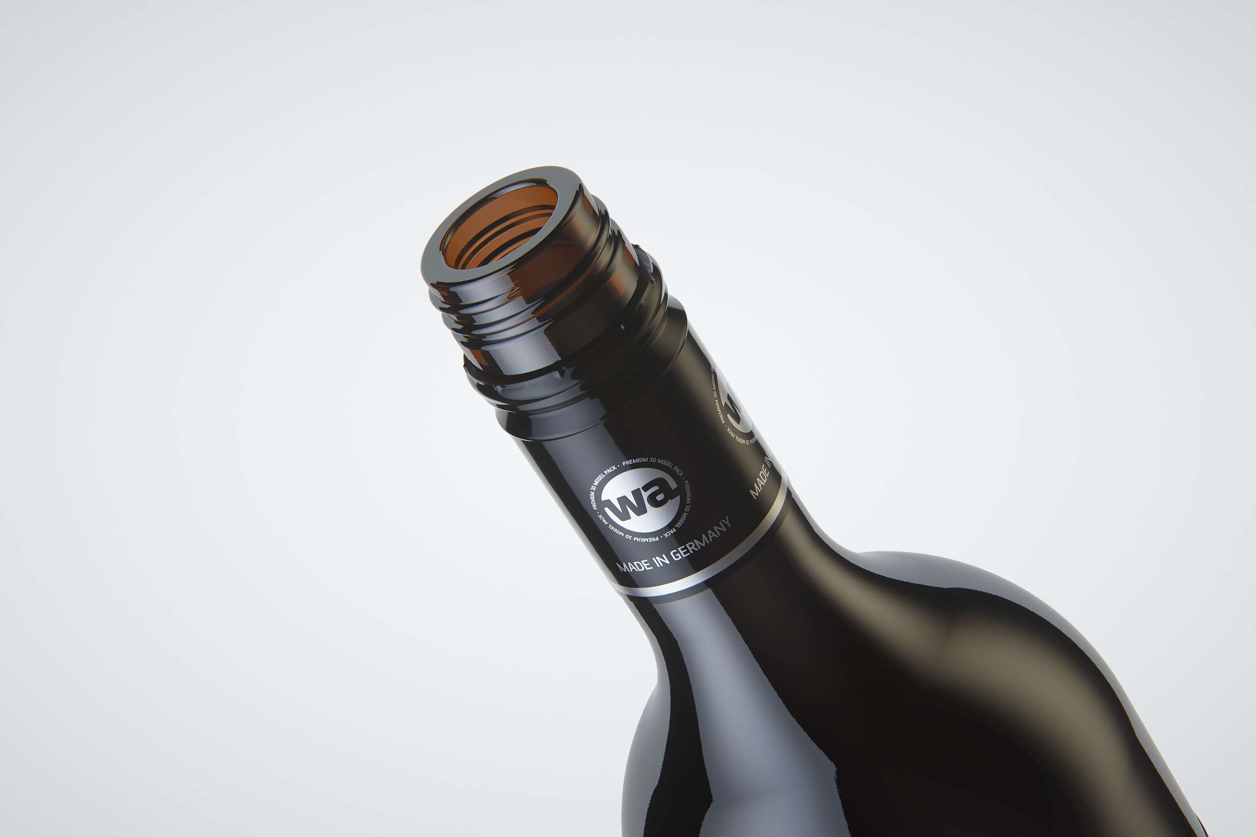 3D model of the Merlot Wine Standard Bottle 750ml with screw cap and glass of wine