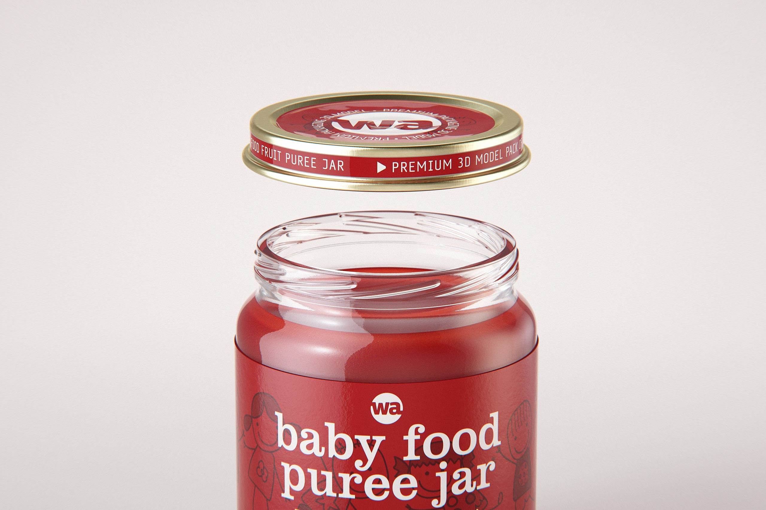 Packaging 3D model of Baby Food Glass Jar 125g
