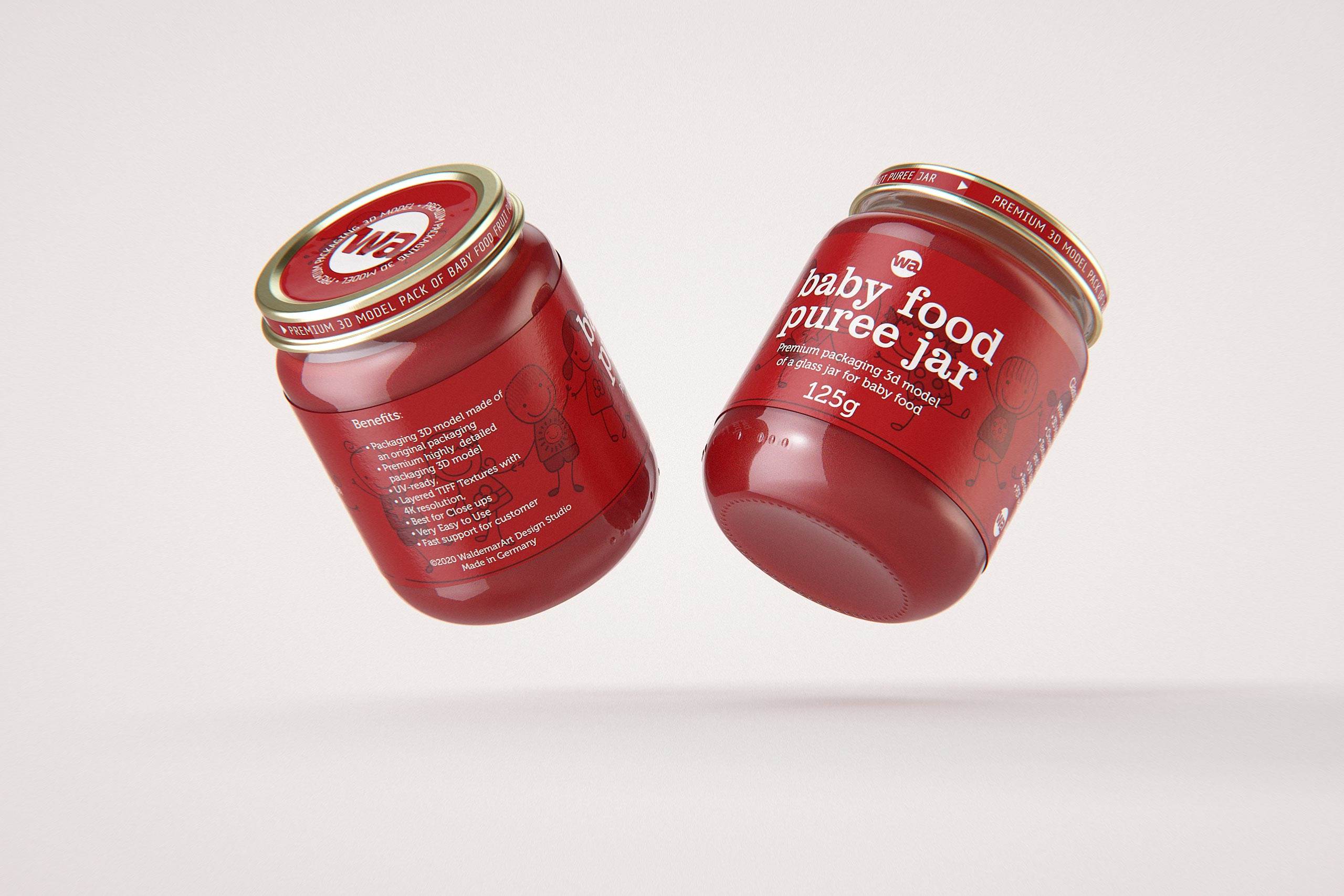 Packaging 3D model of Baby Food Glass Jar 125g