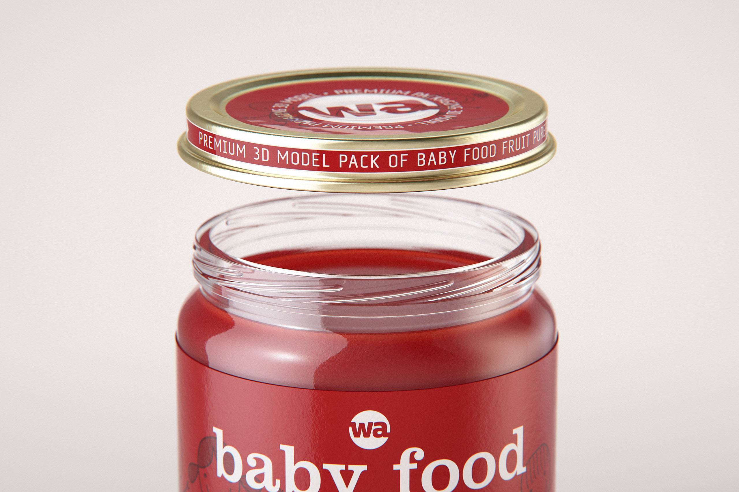 Baby Food Glass Jar 3D model 160g