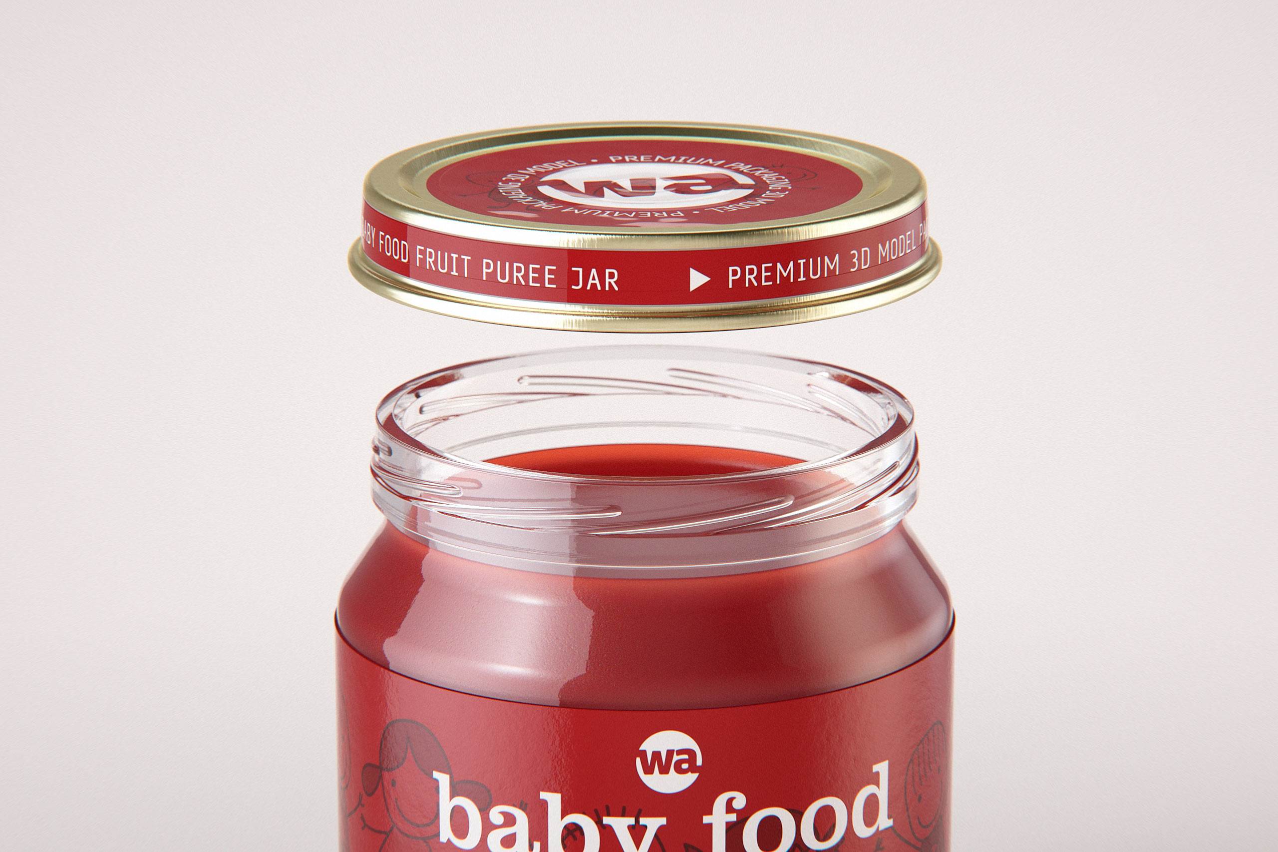 Packaging 3D model of Baby Food Glass Jar 200g