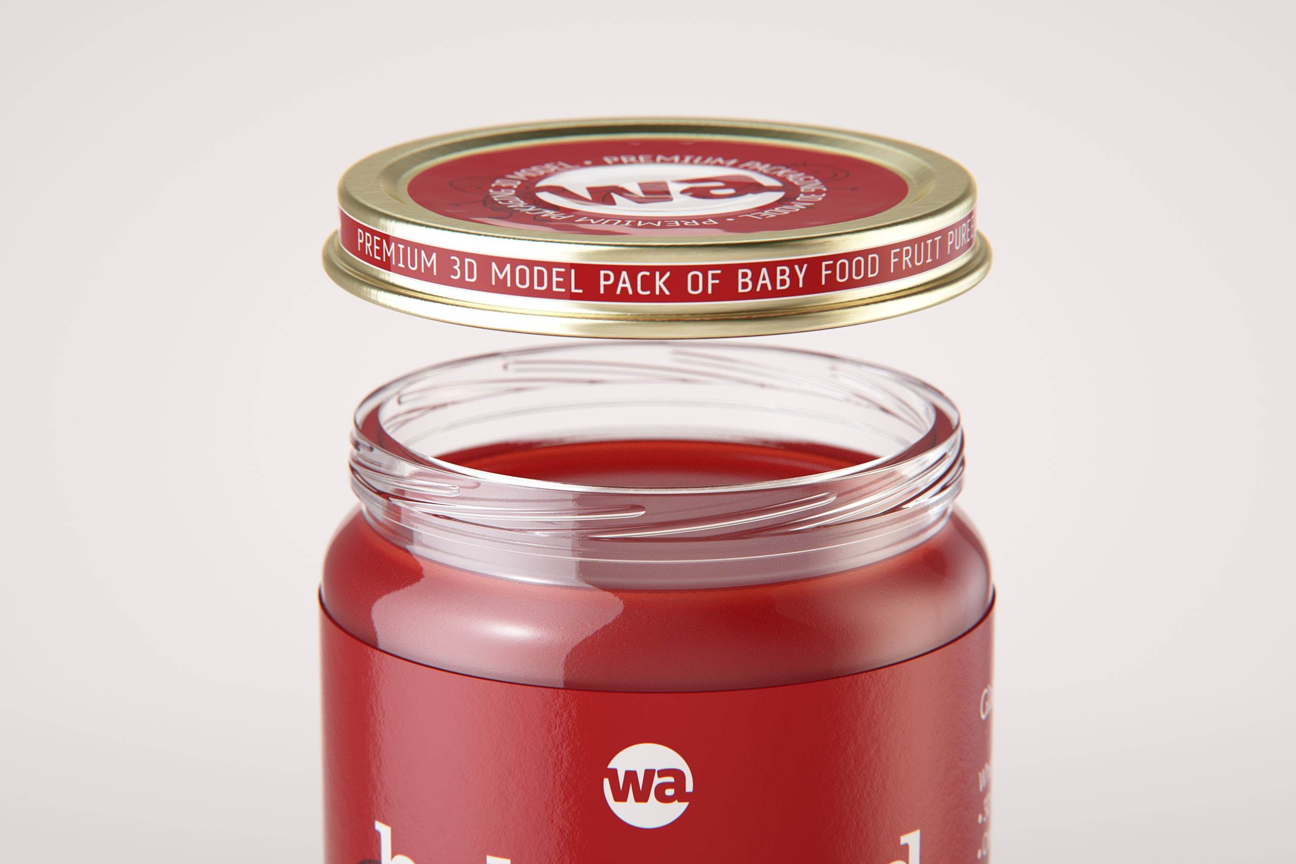 Baby Food Fruit Puree Glass Jar 3D model 250g