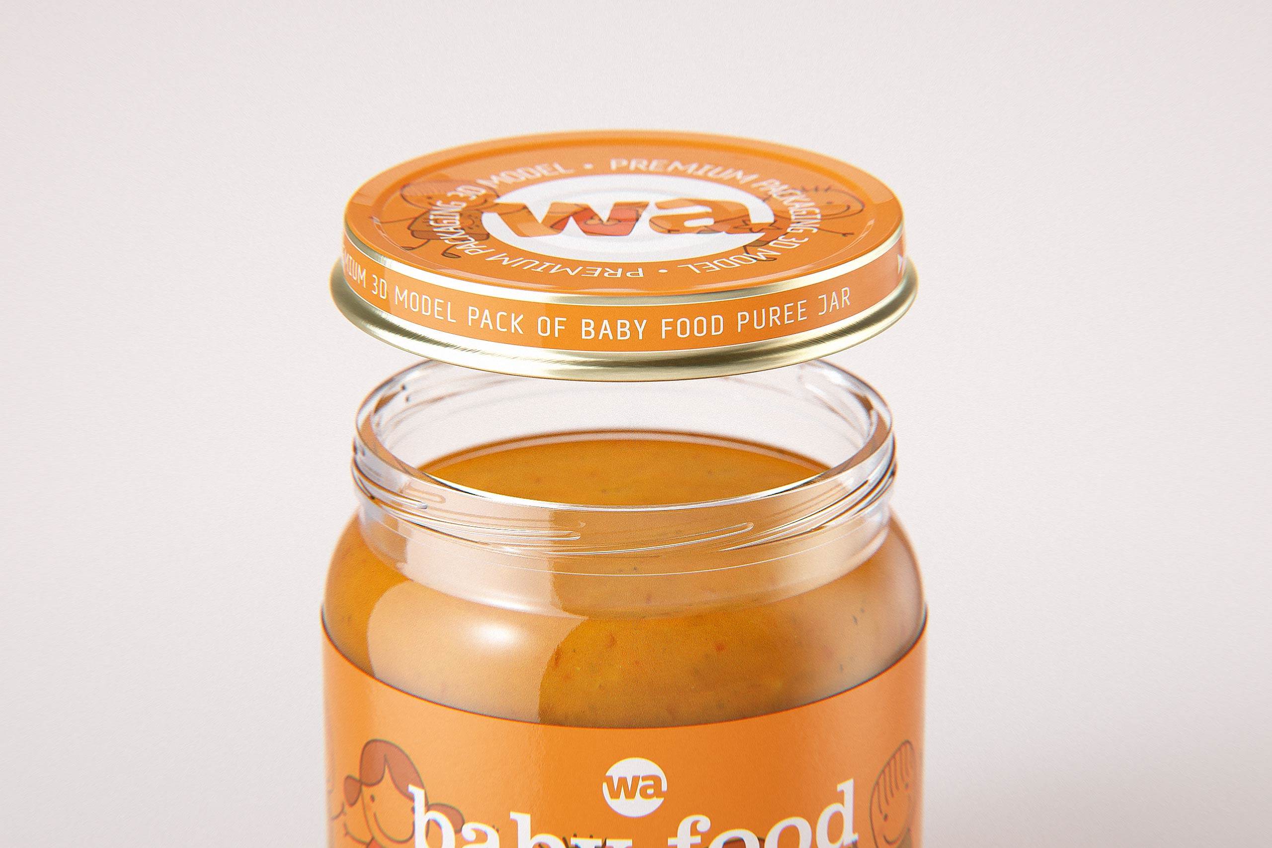 Baby food puree glass jar 250g wide packaging 3d model