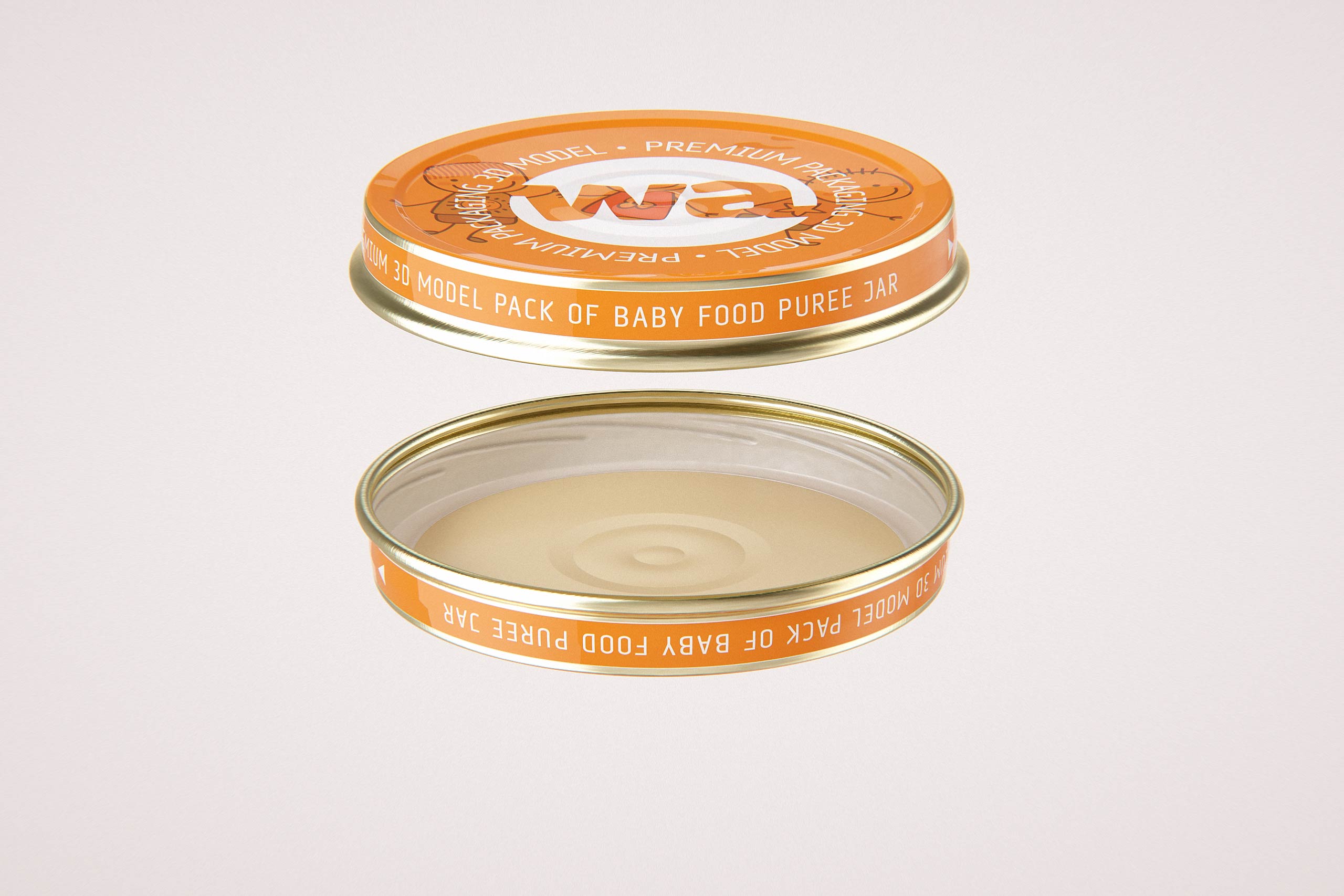Baby food puree glass jar 250g wide packaging 3d model