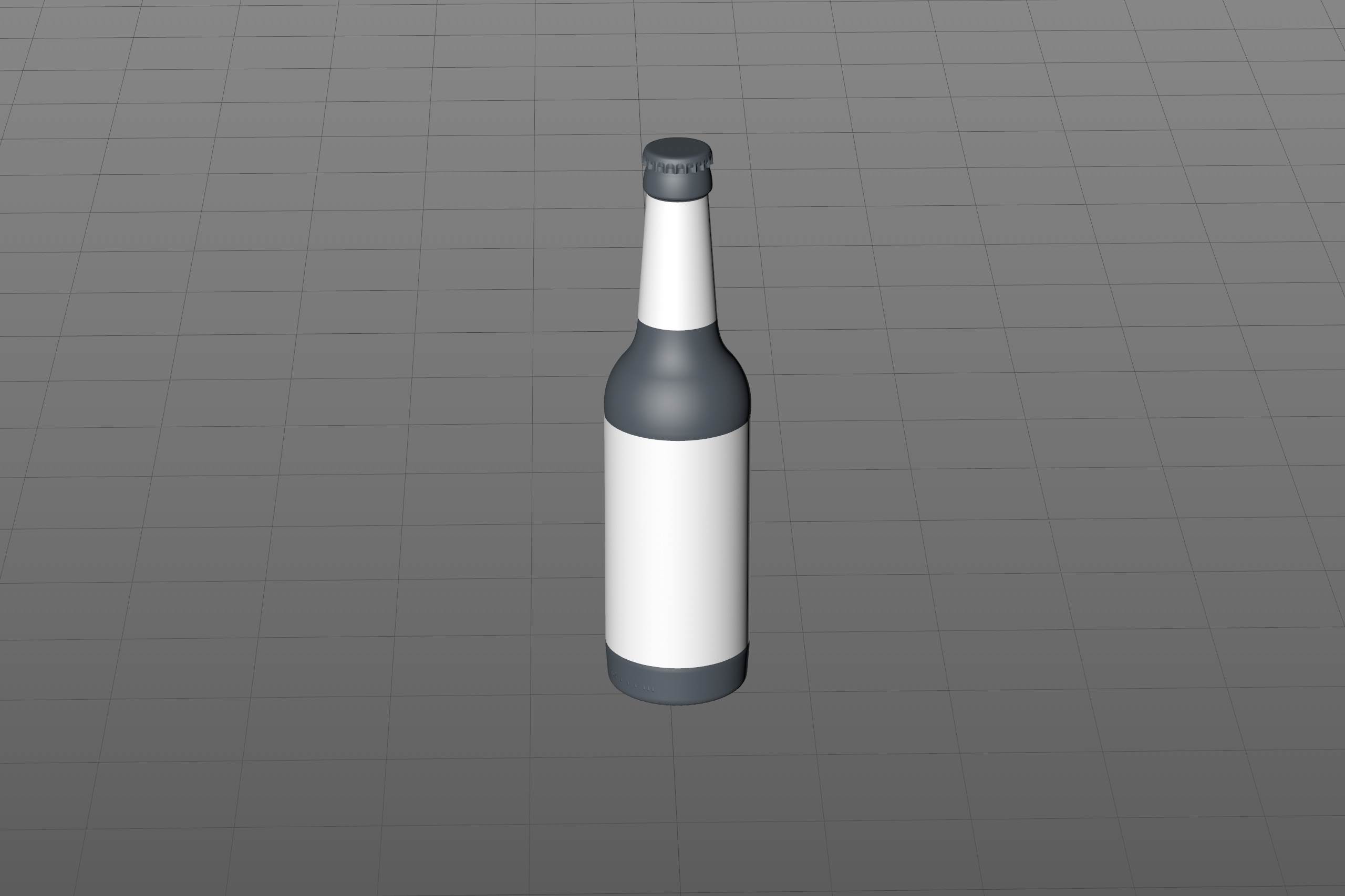3D model of the Beer Green glass bottle 330ml with Crown cork, foil and label
