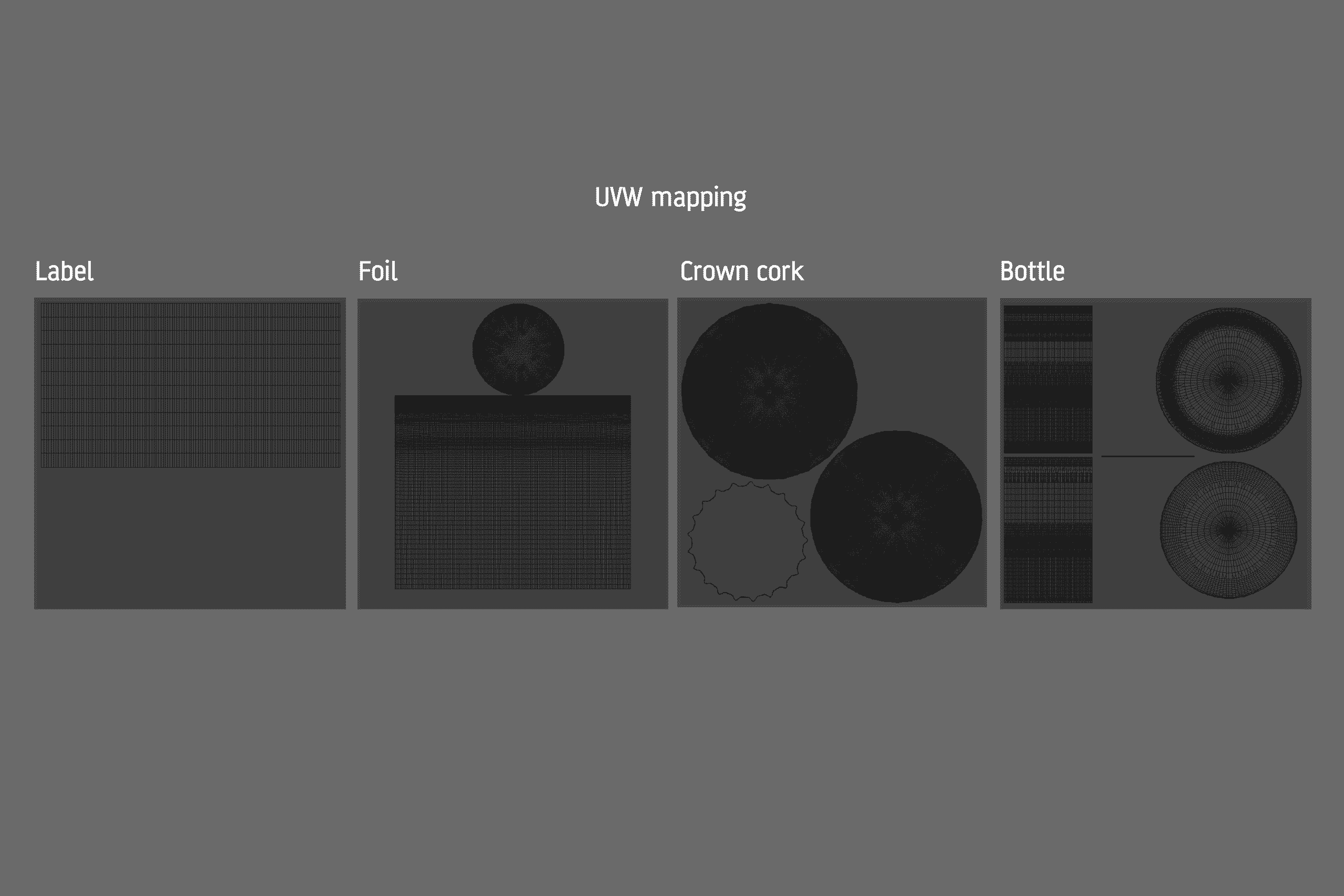 Packaging 3D model of a Beer Brown Glass Bottle 330ml with Crown cork, label and foil