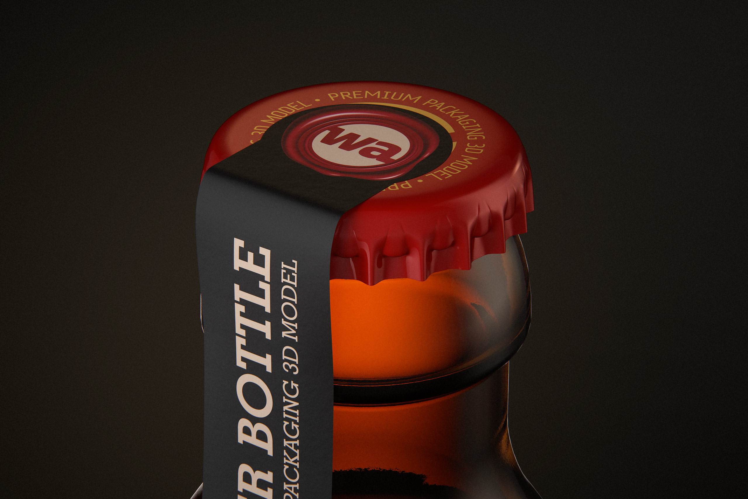 STEINIE Beer Glass Bottle 330ml with crown cork and labels packaging 3d model pak