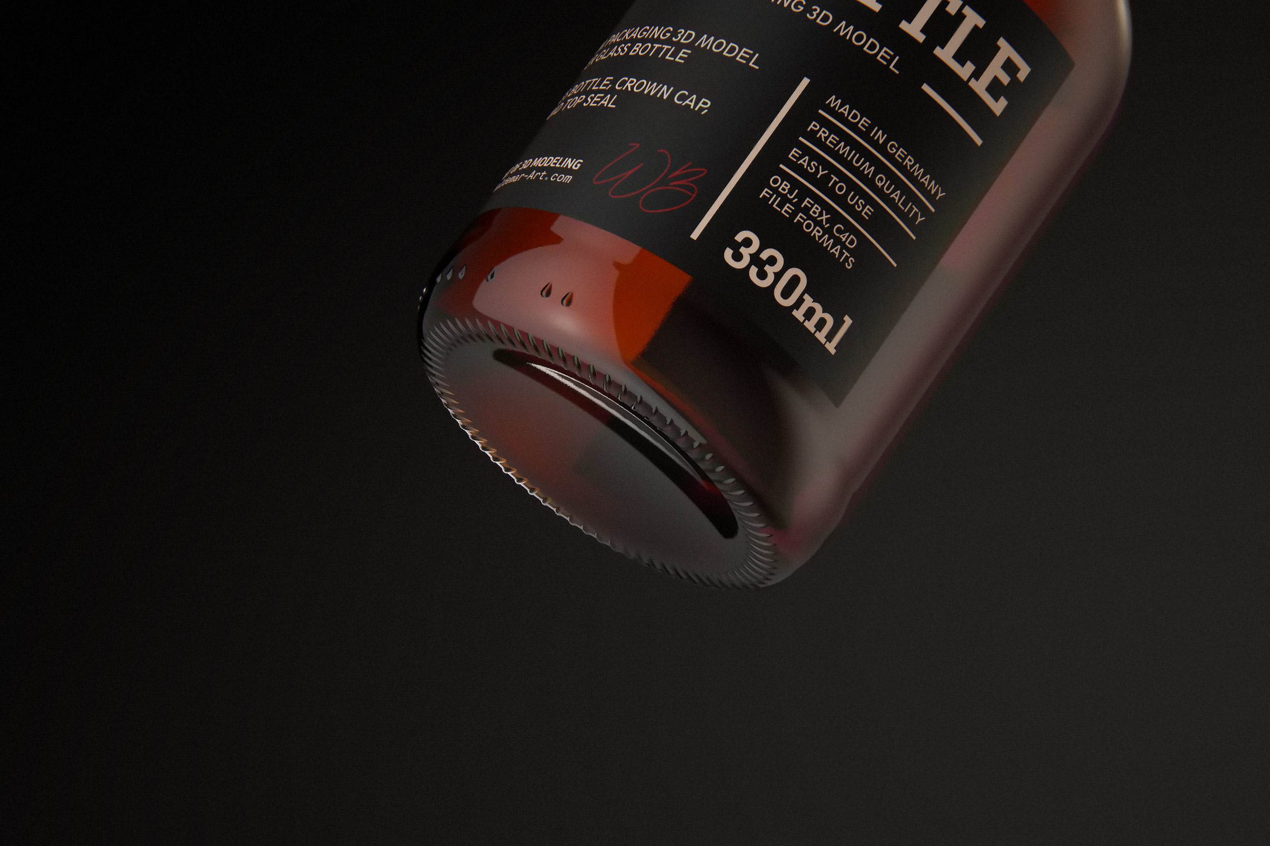 STEINIE Beer Glass Bottle 330ml with crown cork and labels packaging 3d model pak