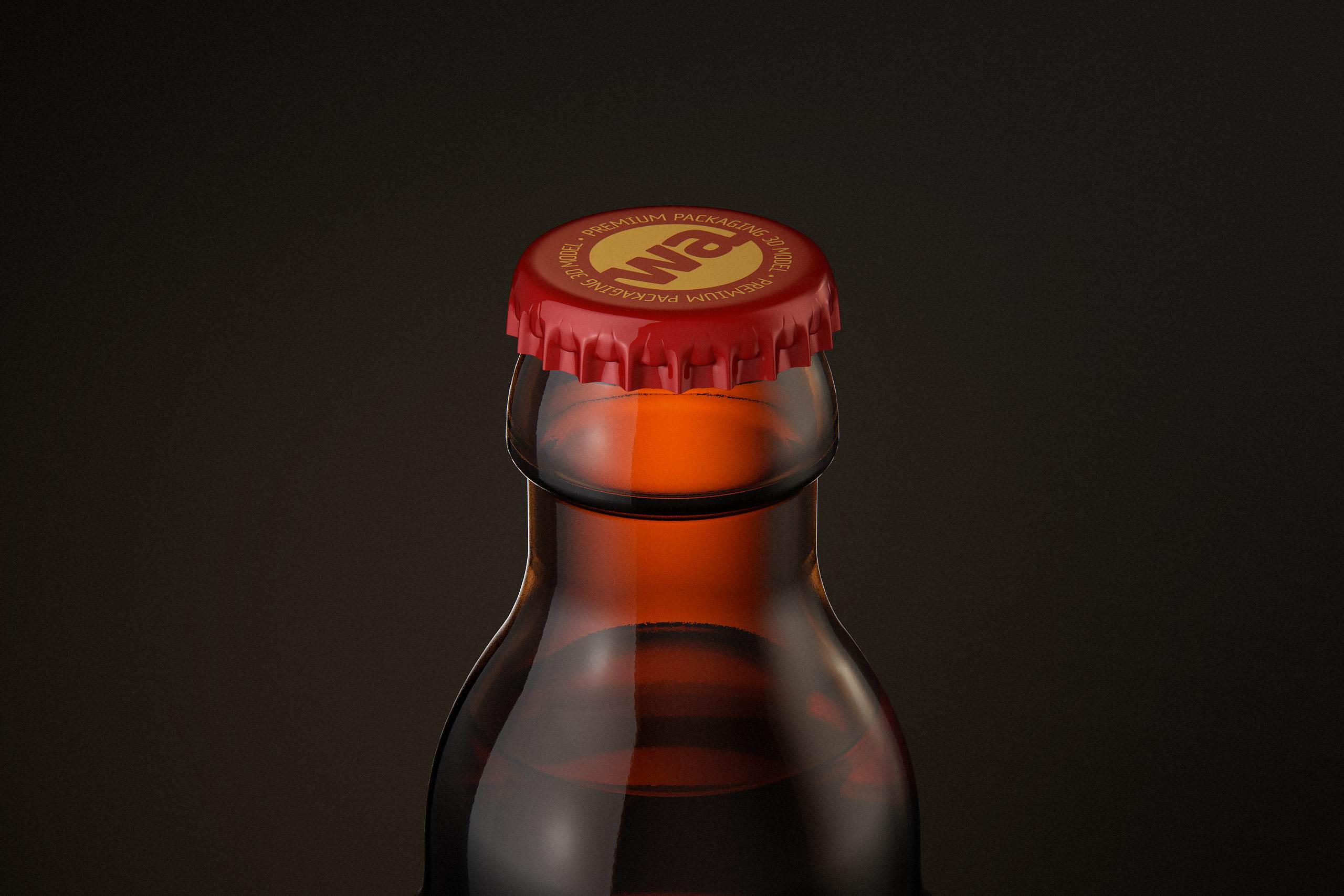 STEINIE Beer Glass Bottle 330ml with crown cork and labels packaging 3d model pak