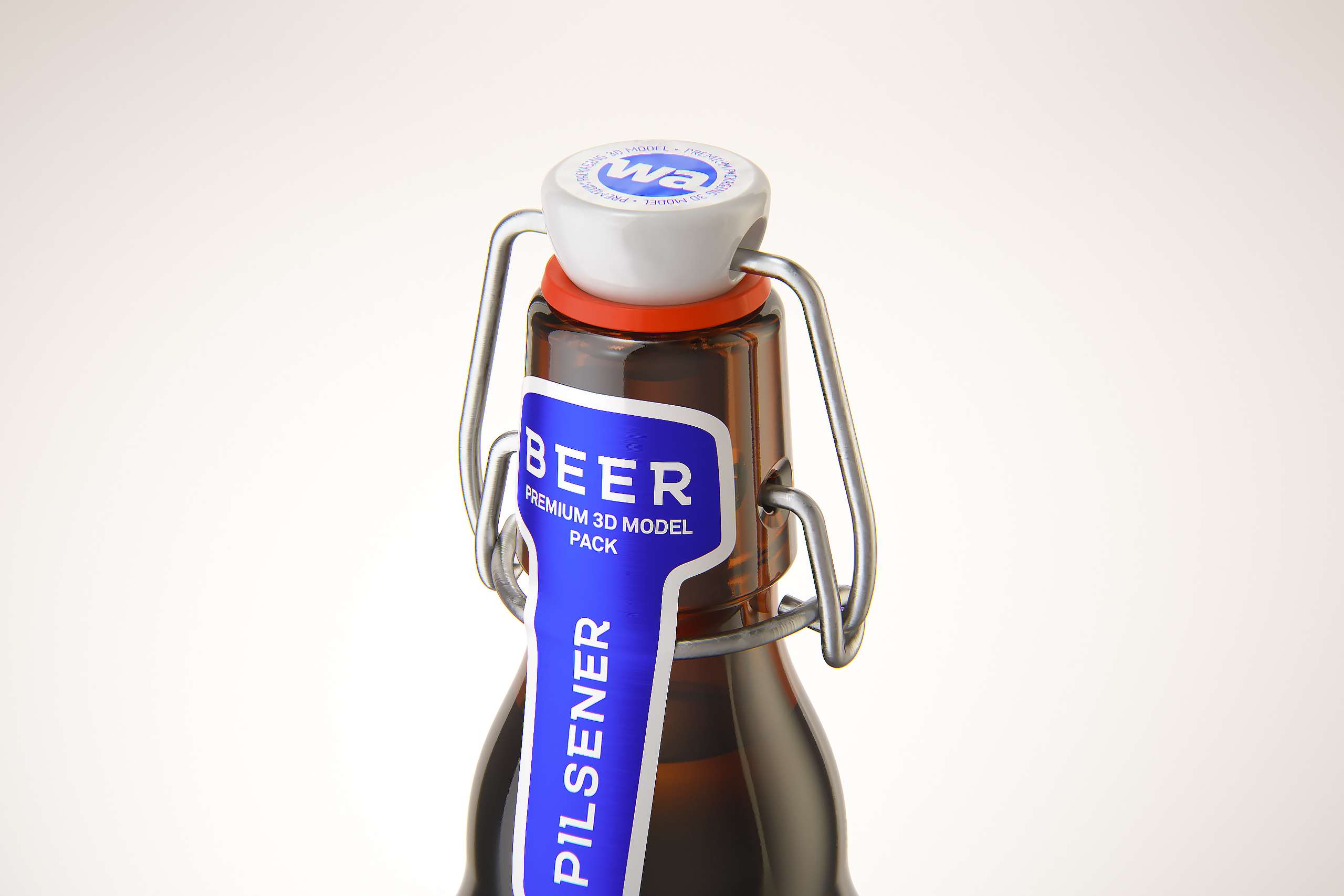 Beer glass bottle 330ml 3d model with Swing Top closure