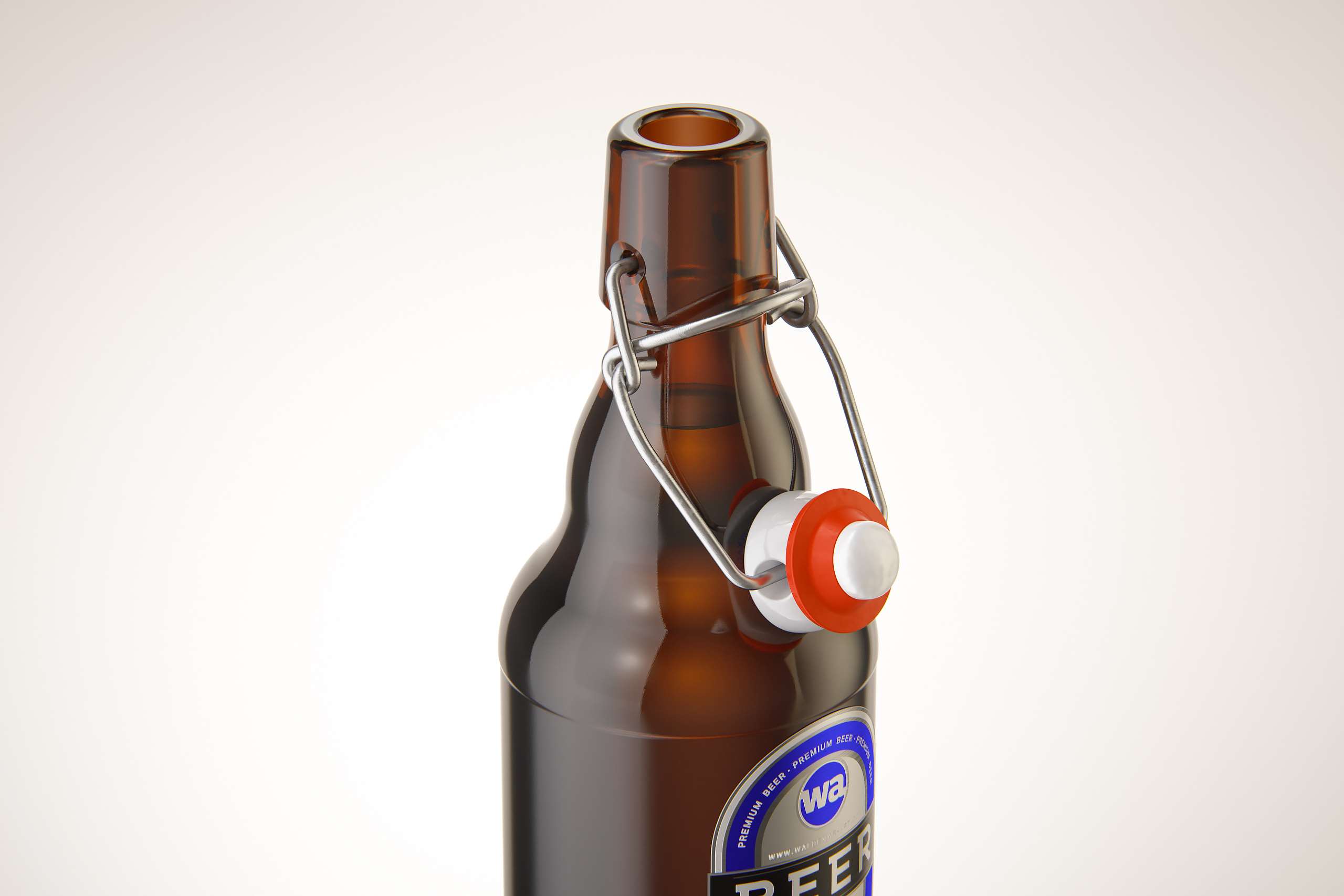 Beer glass bottle 330ml 3d model with Swing Top closure