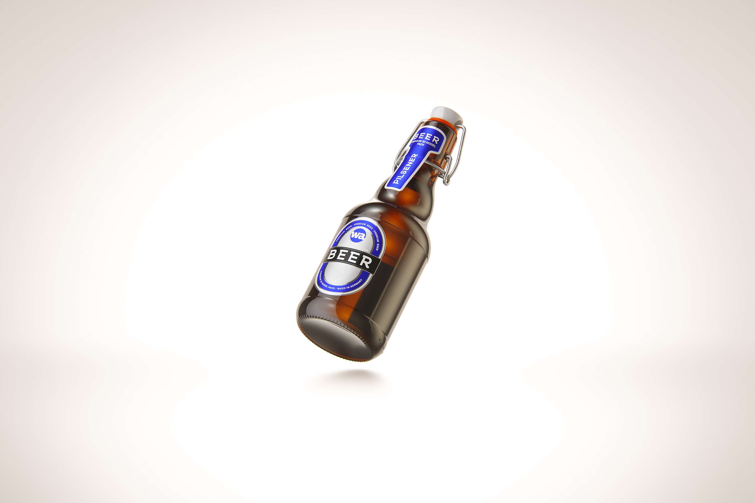 Beer glass bottle 330ml 3d model with Swing Top closure