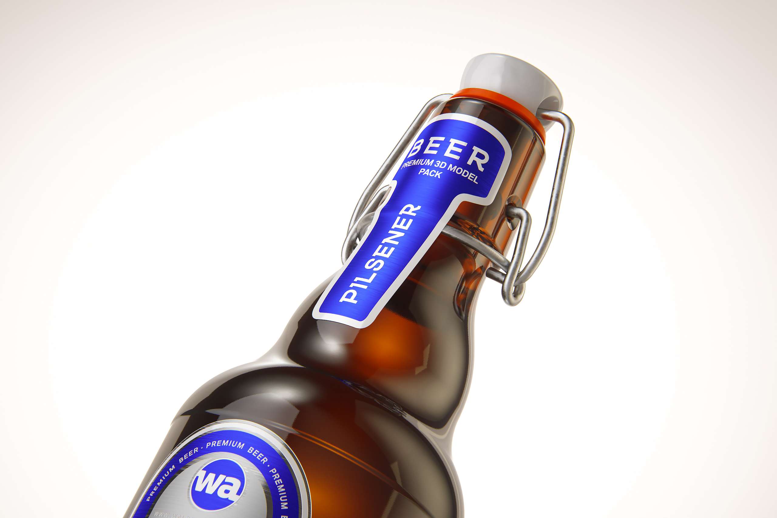 Beer glass bottle 330ml 3d model with Swing Top closure