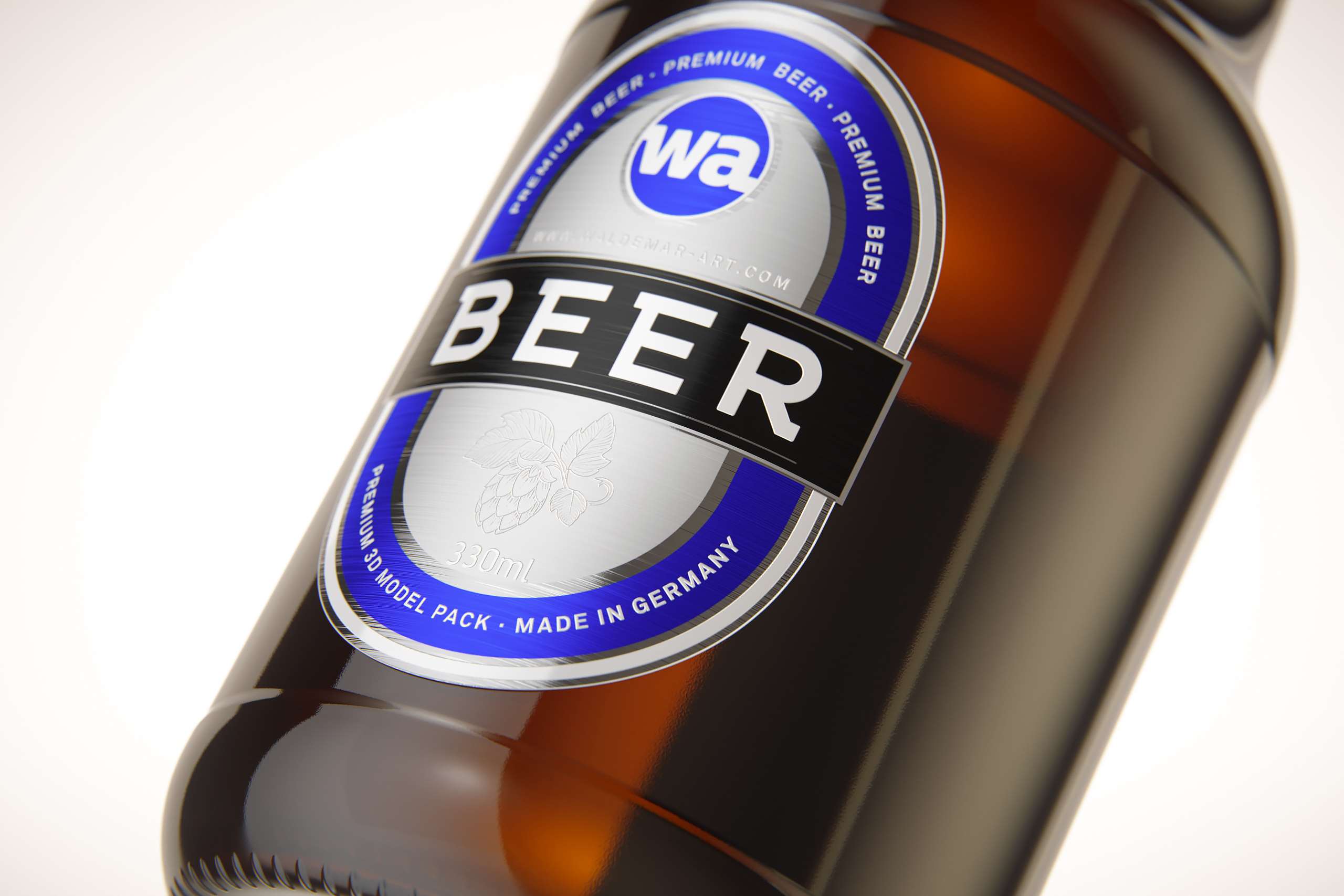 Beer glass bottle 330ml 3d model with Swing Top closure