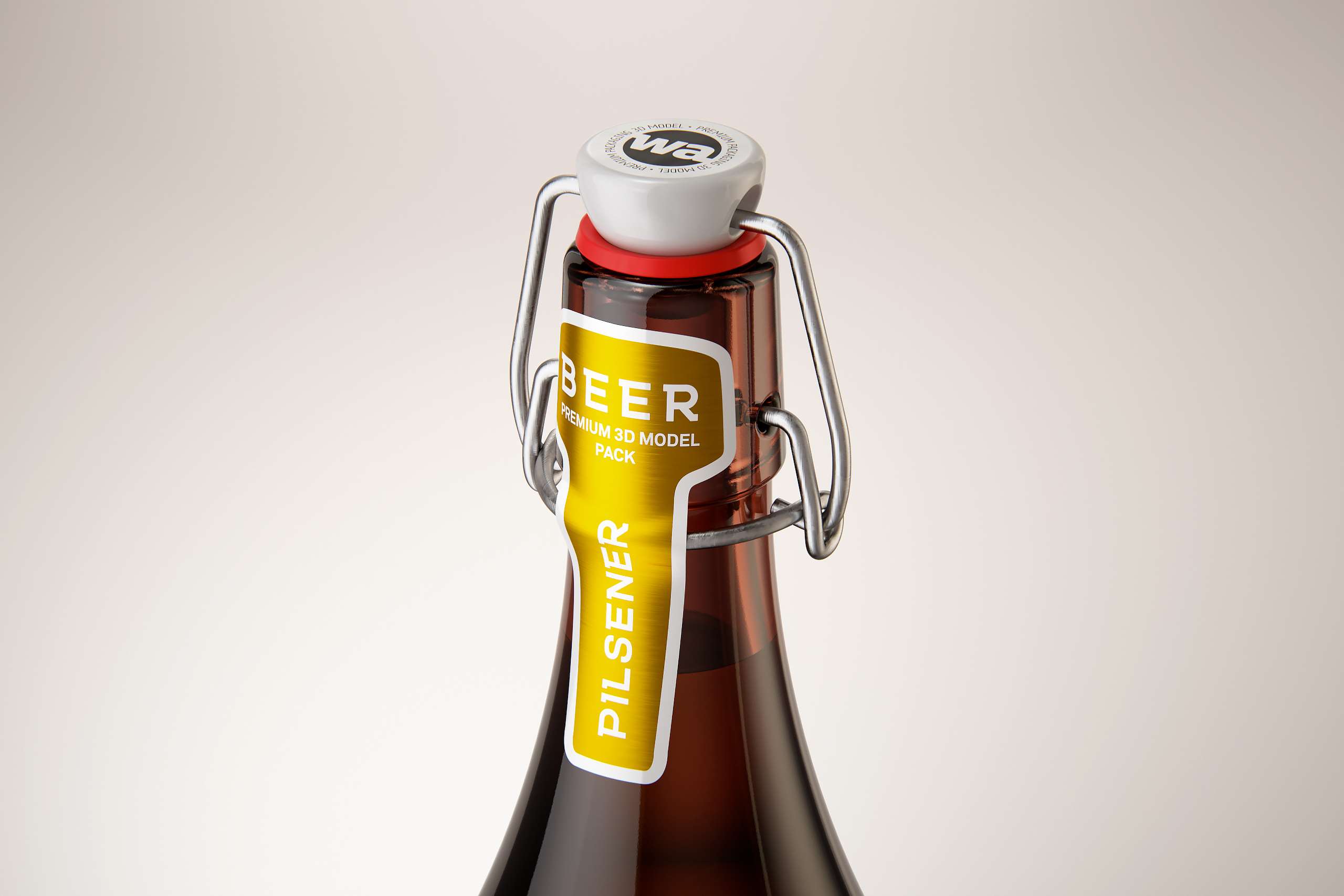 Beer glass bottle 500ml 3d model with Swing Top closure
