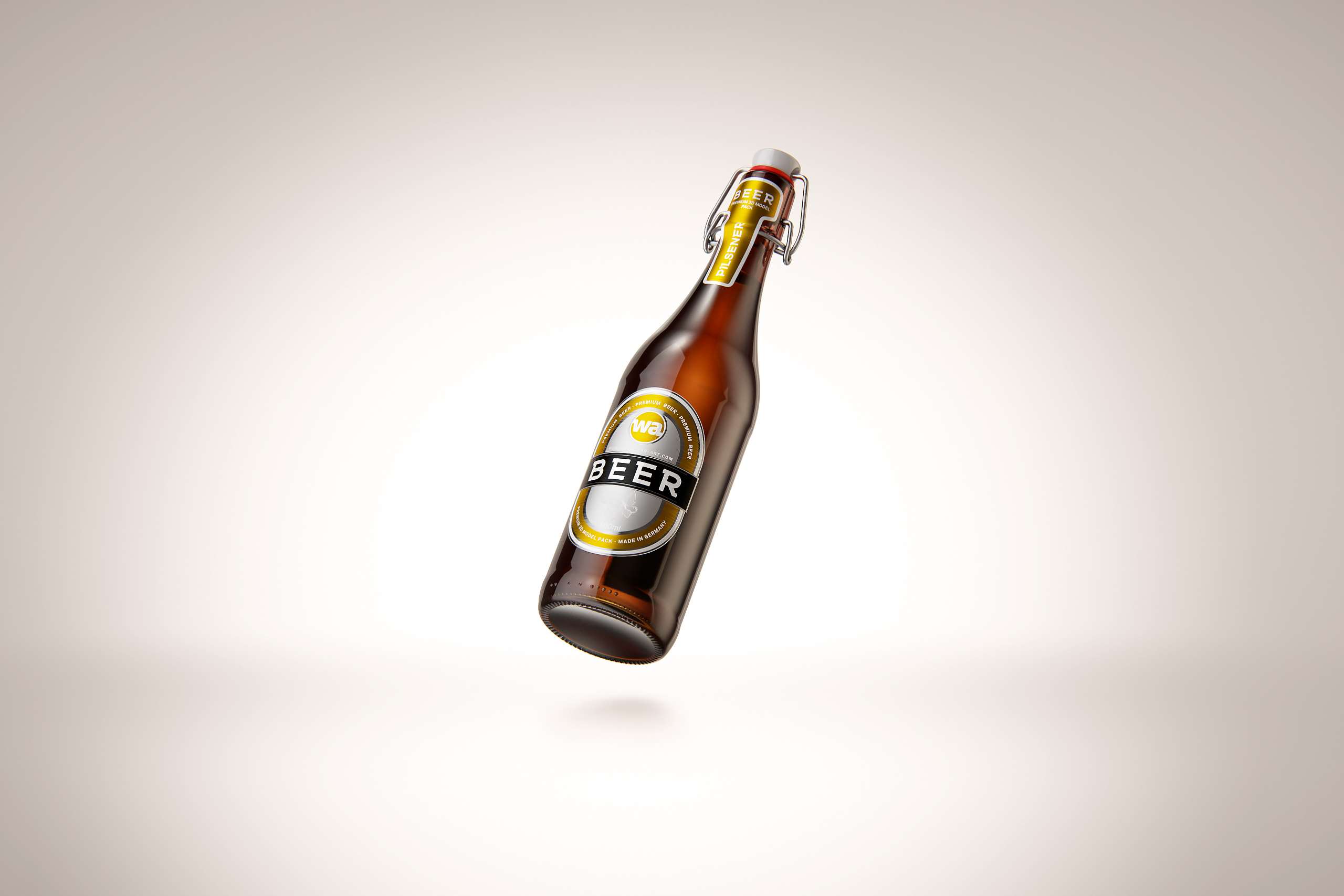 Beer glass bottle 500ml 3d model with Swing Top closure