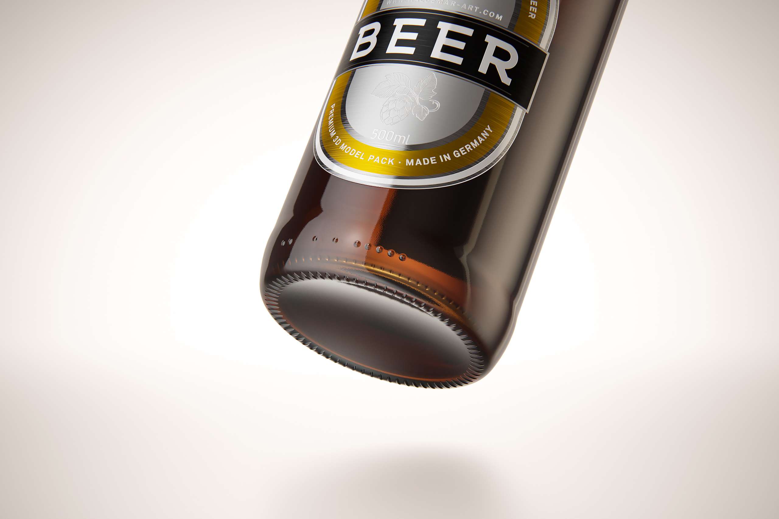 Beer glass bottle 500ml 3d model with Swing Top closure