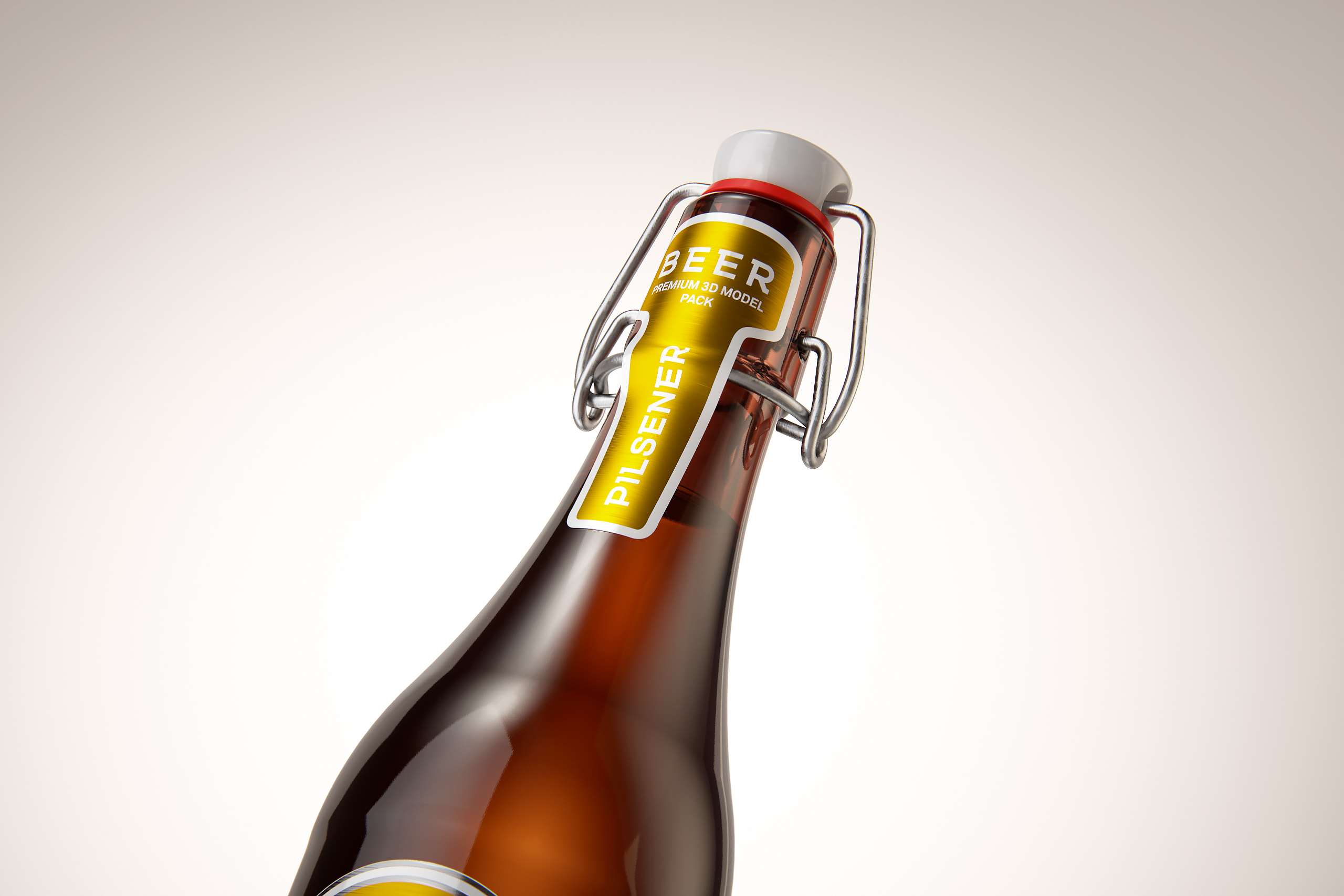 Beer glass bottle 500ml 3d model with Swing Top closure