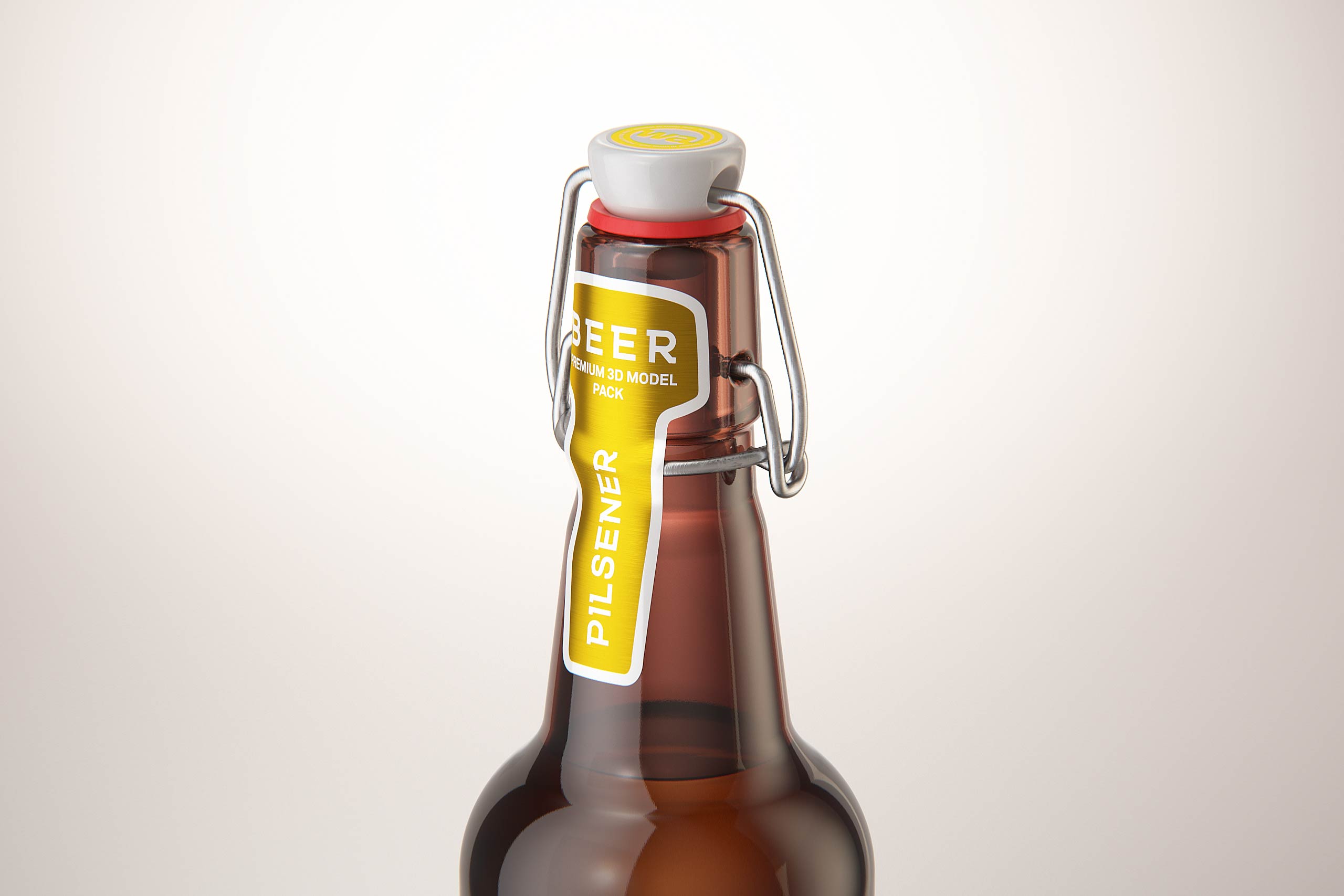 Beer glass bottle 500ml with Swing Top closure packaging 3D model