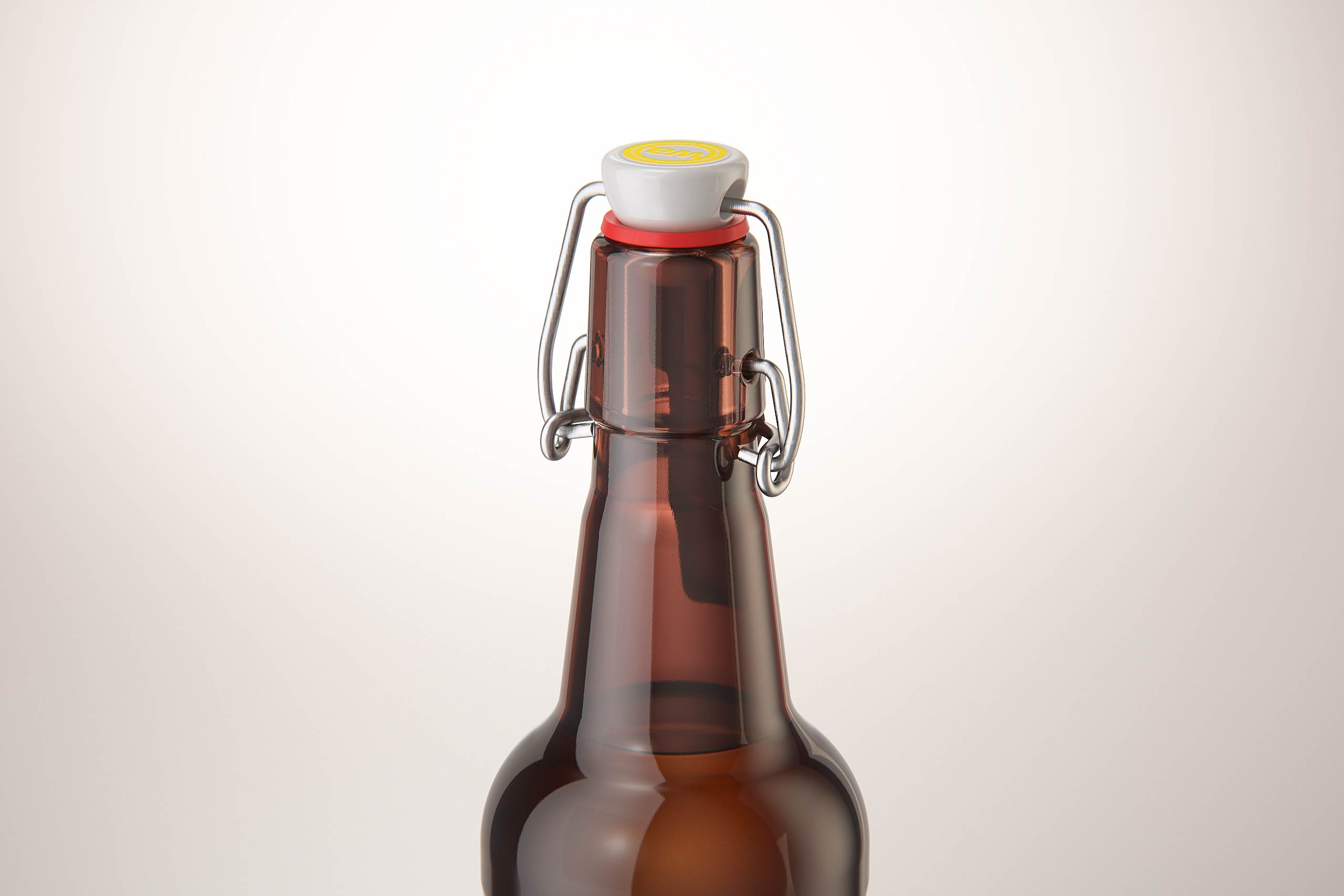 Beer glass bottle 500ml with Swing Top closure packaging 3D model