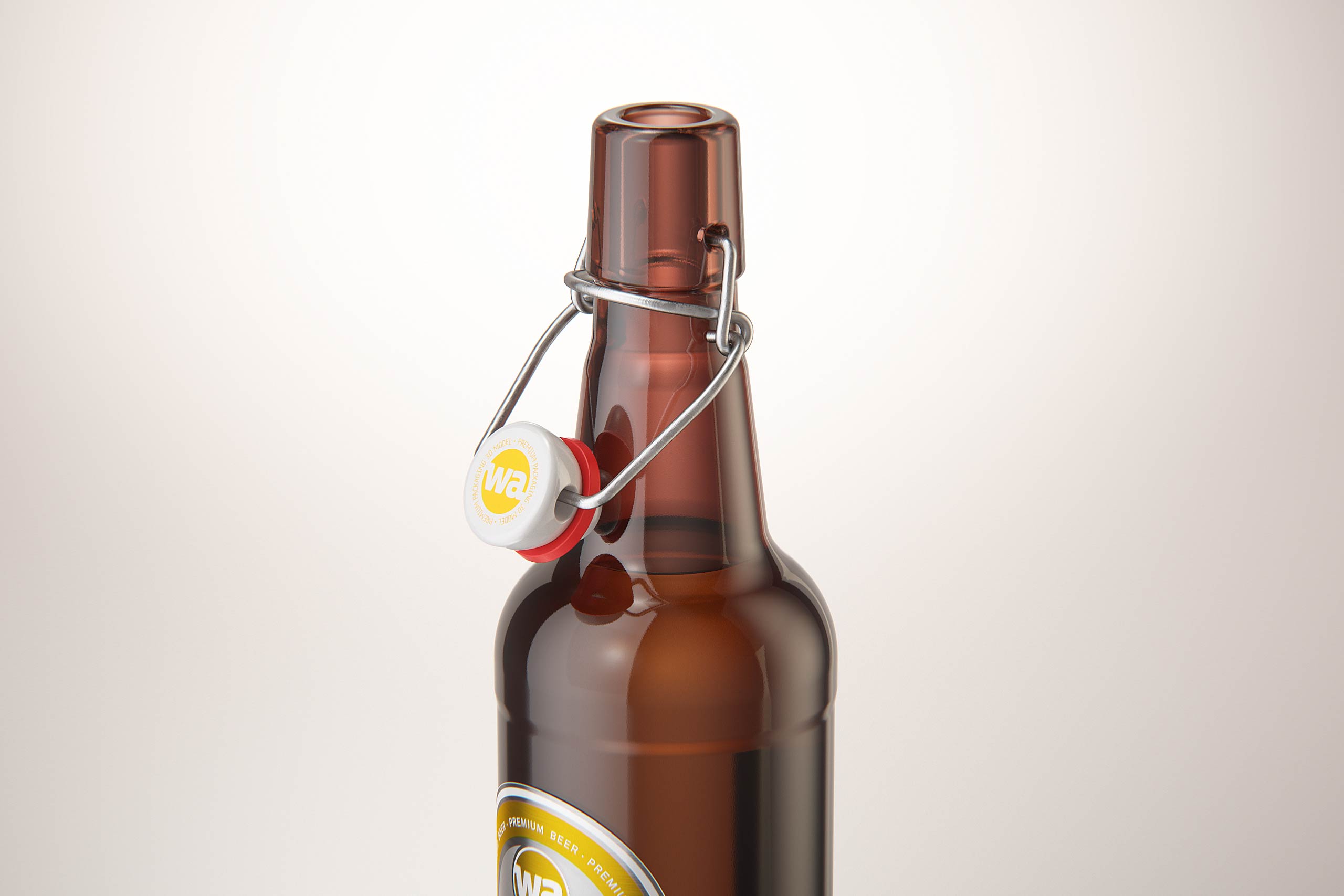 Beer glass bottle 500ml with Swing Top closure packaging 3D model