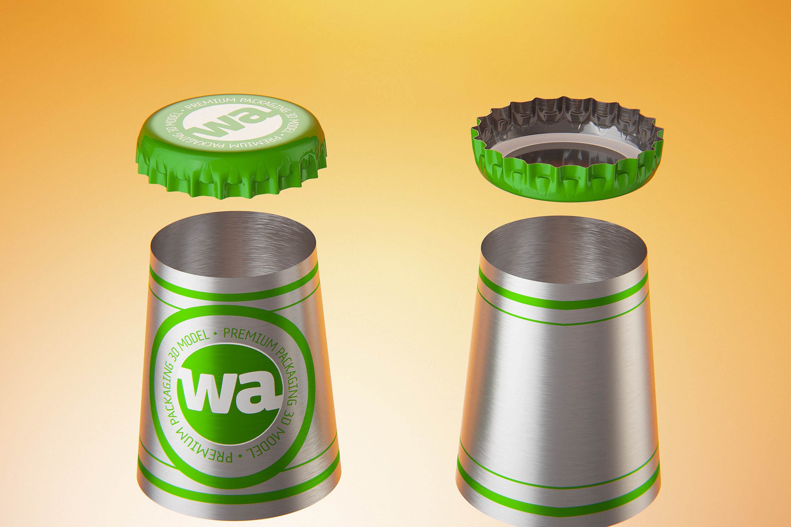 Packaging 3D model of a Beer Brown Glass Bottle 500ml (long neck) with Crown cork and label