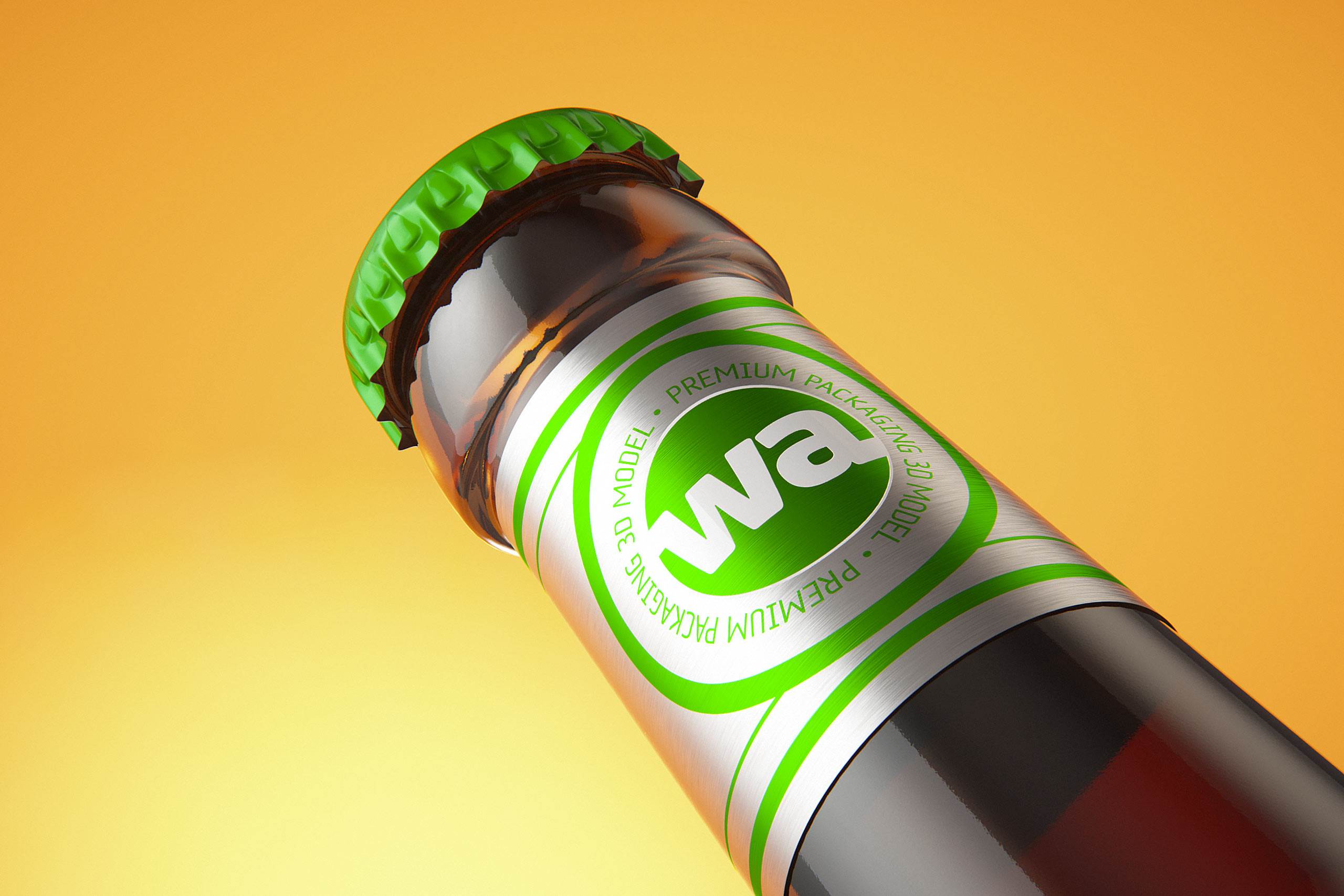 Packaging 3D model of a Beer Brown Glass Bottle 500ml (long neck) with Crown cork and label