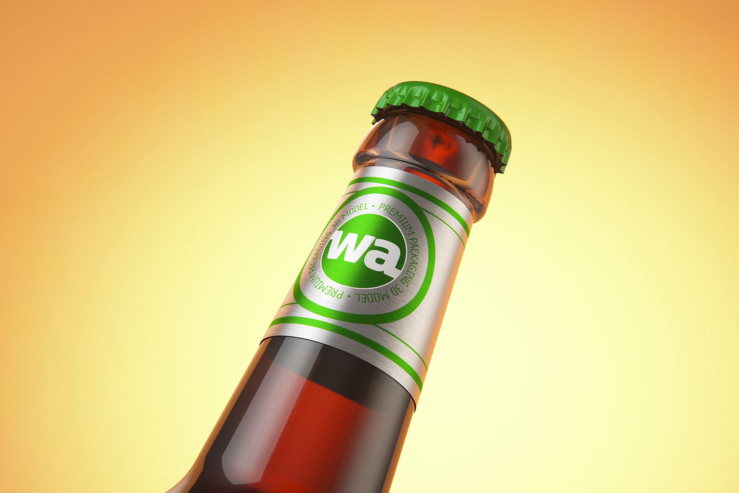 Packaging 3D model of a Beer Brown Glass Bottle 500ml (long neck) with Crown cork and label