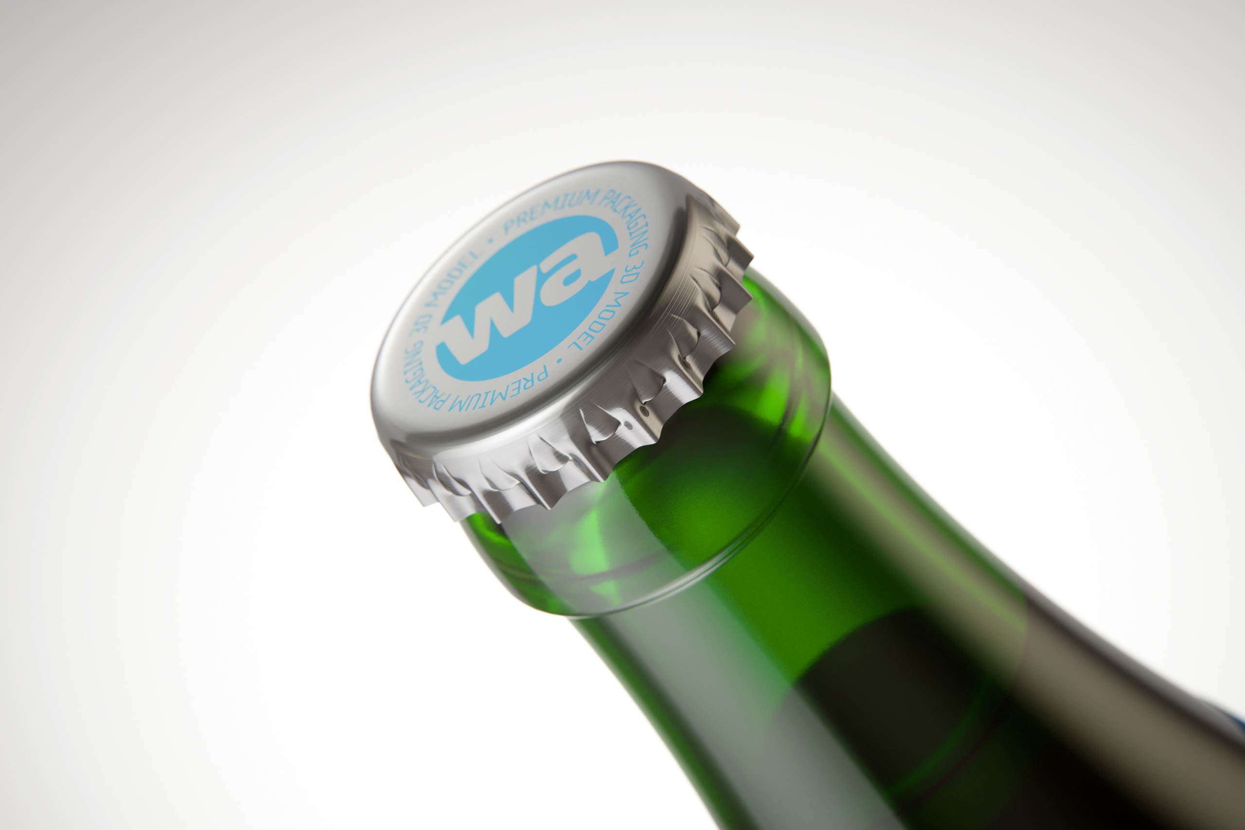Standard Beer Bottle 3D model NRW 500ml with Crown cork and labels