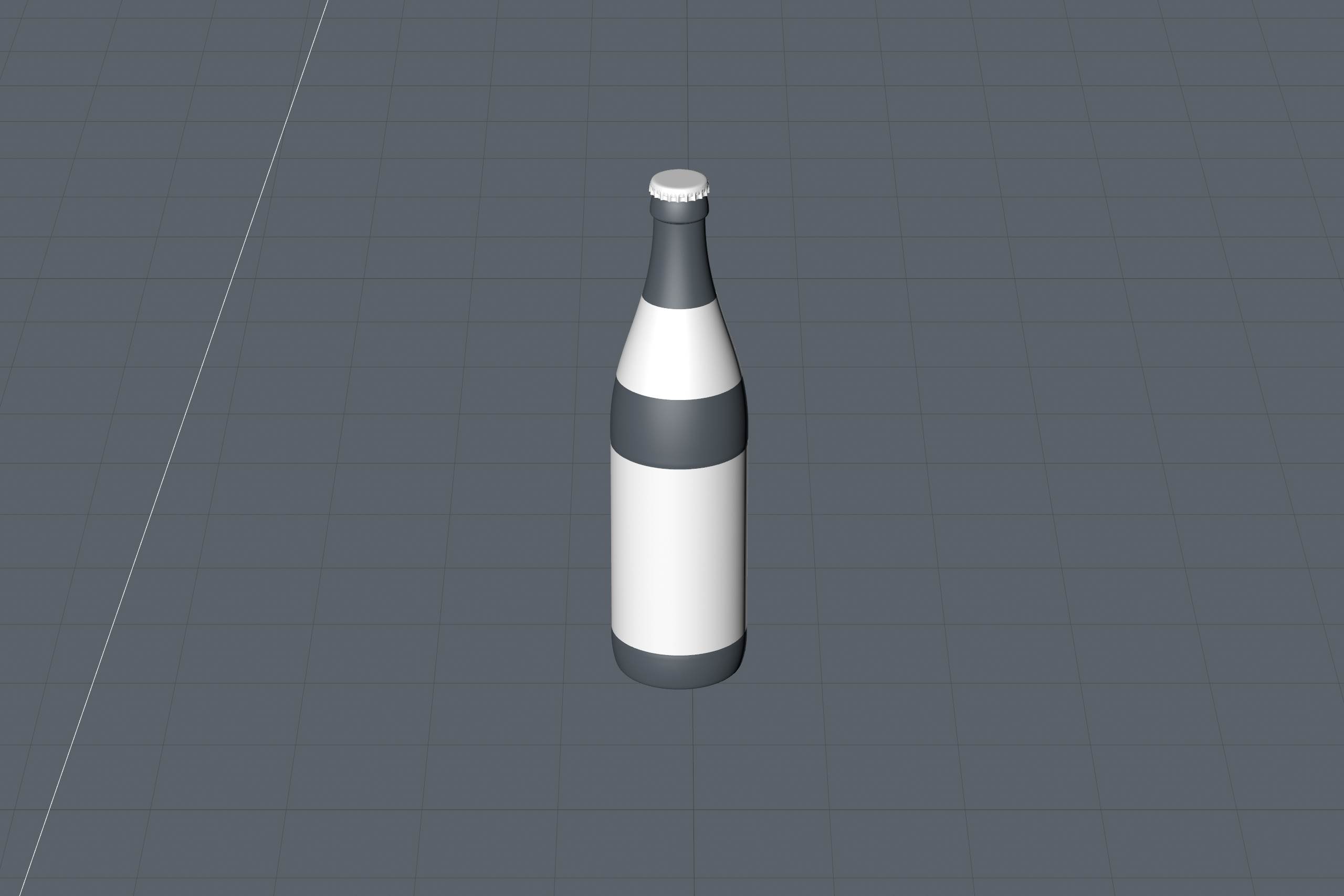 Standard Beer Bottle 3D model NRW 500ml with Crown cork and labels