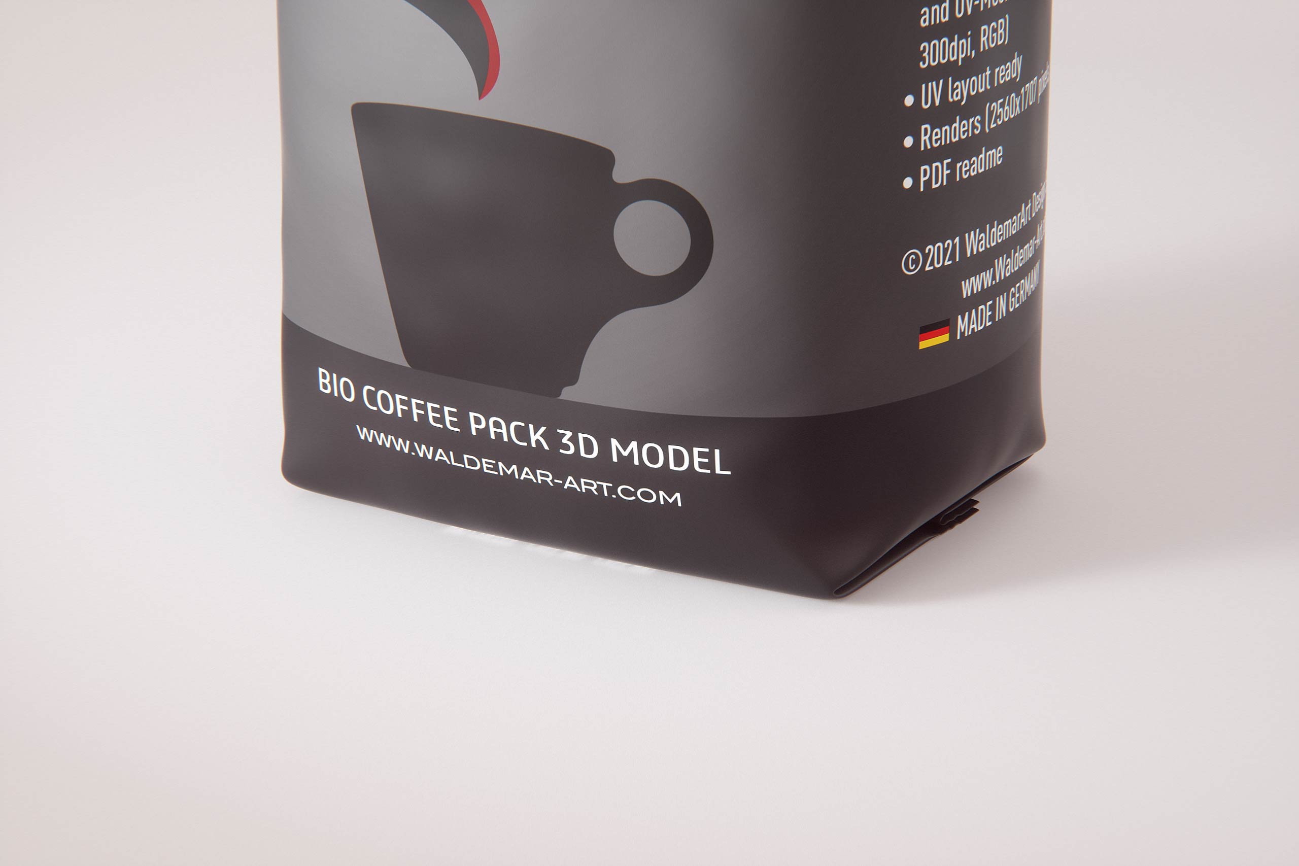 BIO Coffee Plastic Bag (1000gr) 1Kg packaging 3D model