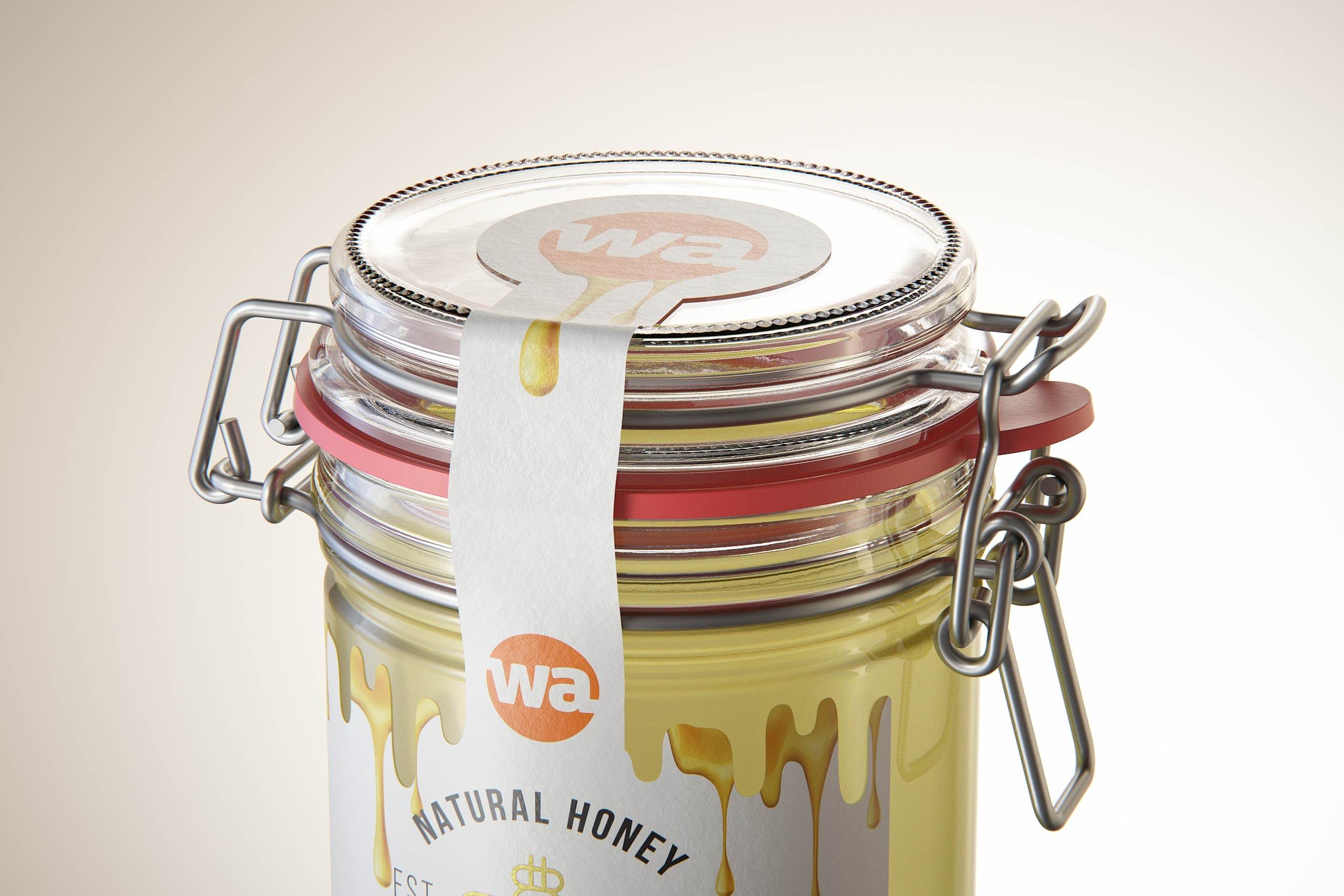 BIO Honey Glass Jar 450g packaging 3D model