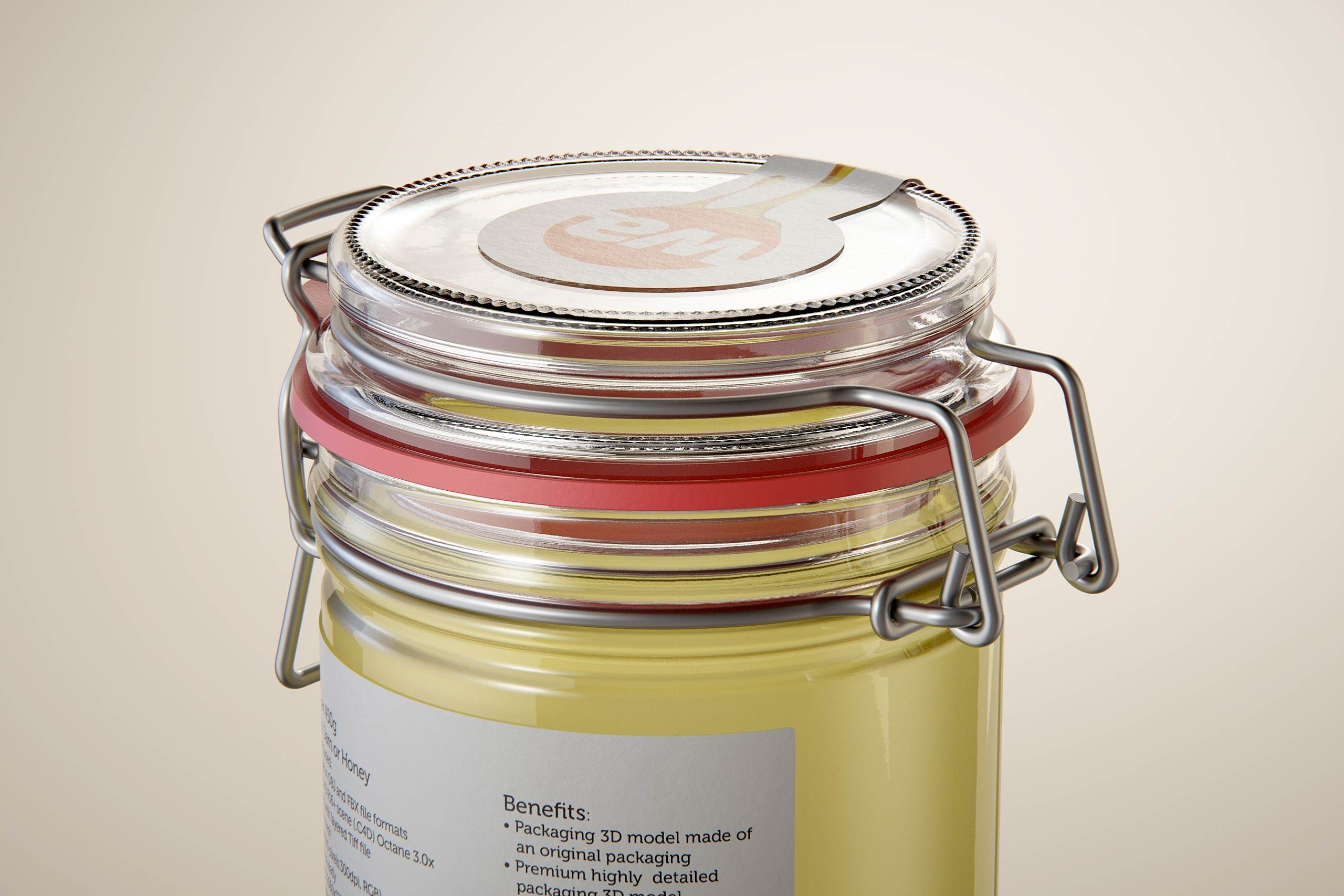 BIO Honey Glass Jar 450g packaging 3D model