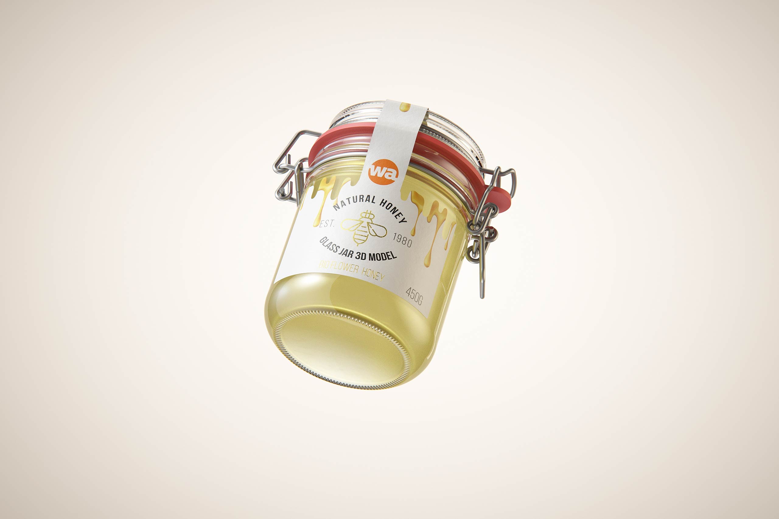 BIO Honey Glass Jar 450g packaging 3D model