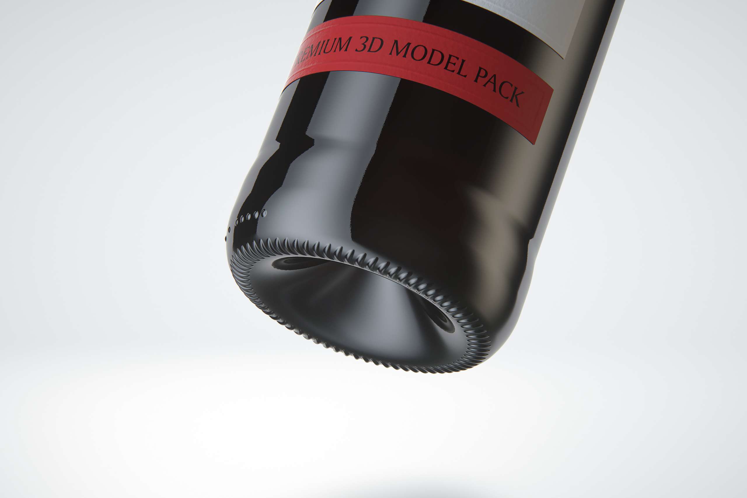 3D model of the Bordeaux Wine Standard Bottle 1000ml with Screw Cap and glass of wine