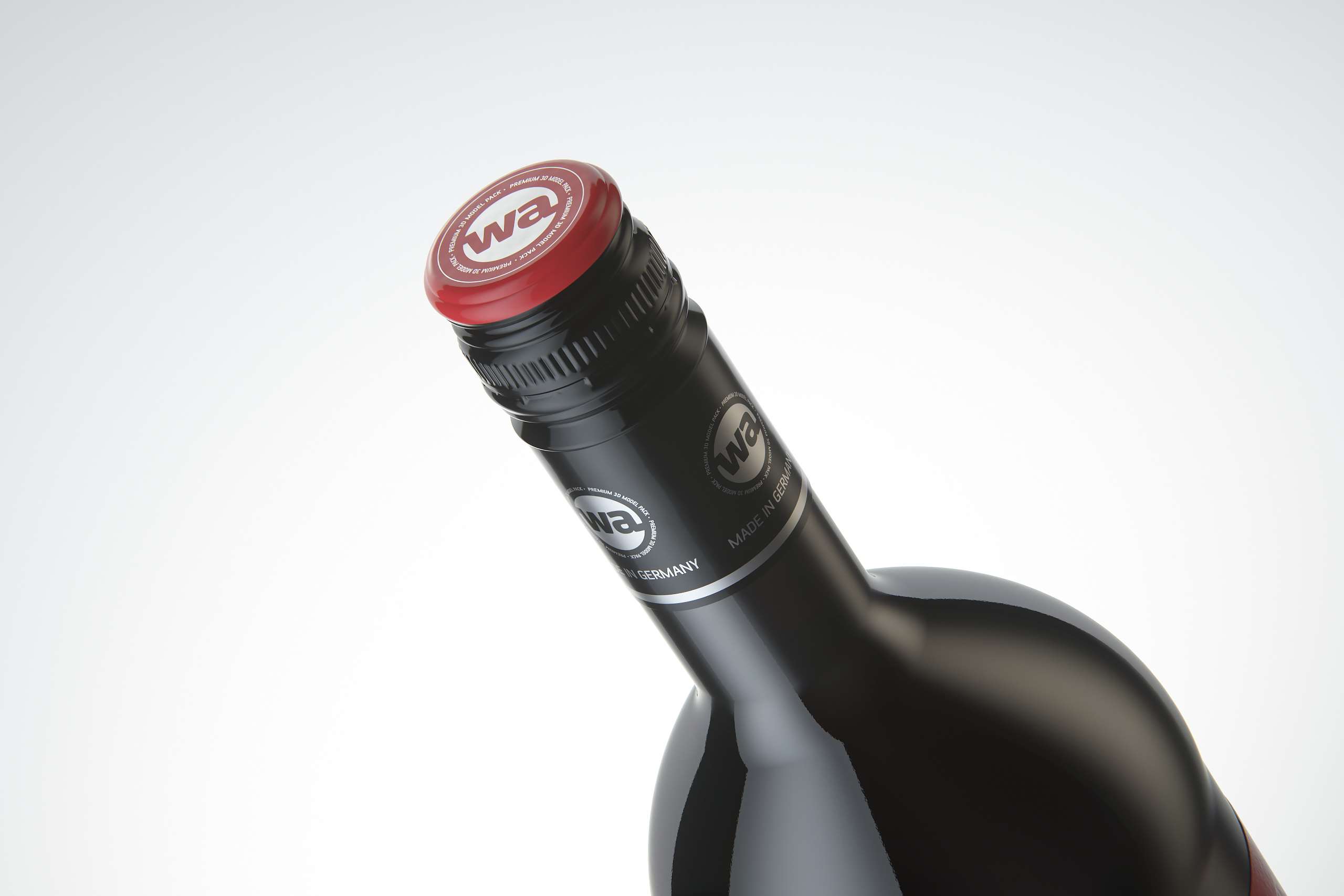 3D model of the Bordeaux Wine Standard Bottle 1000ml with Screw Cap and glass of wine