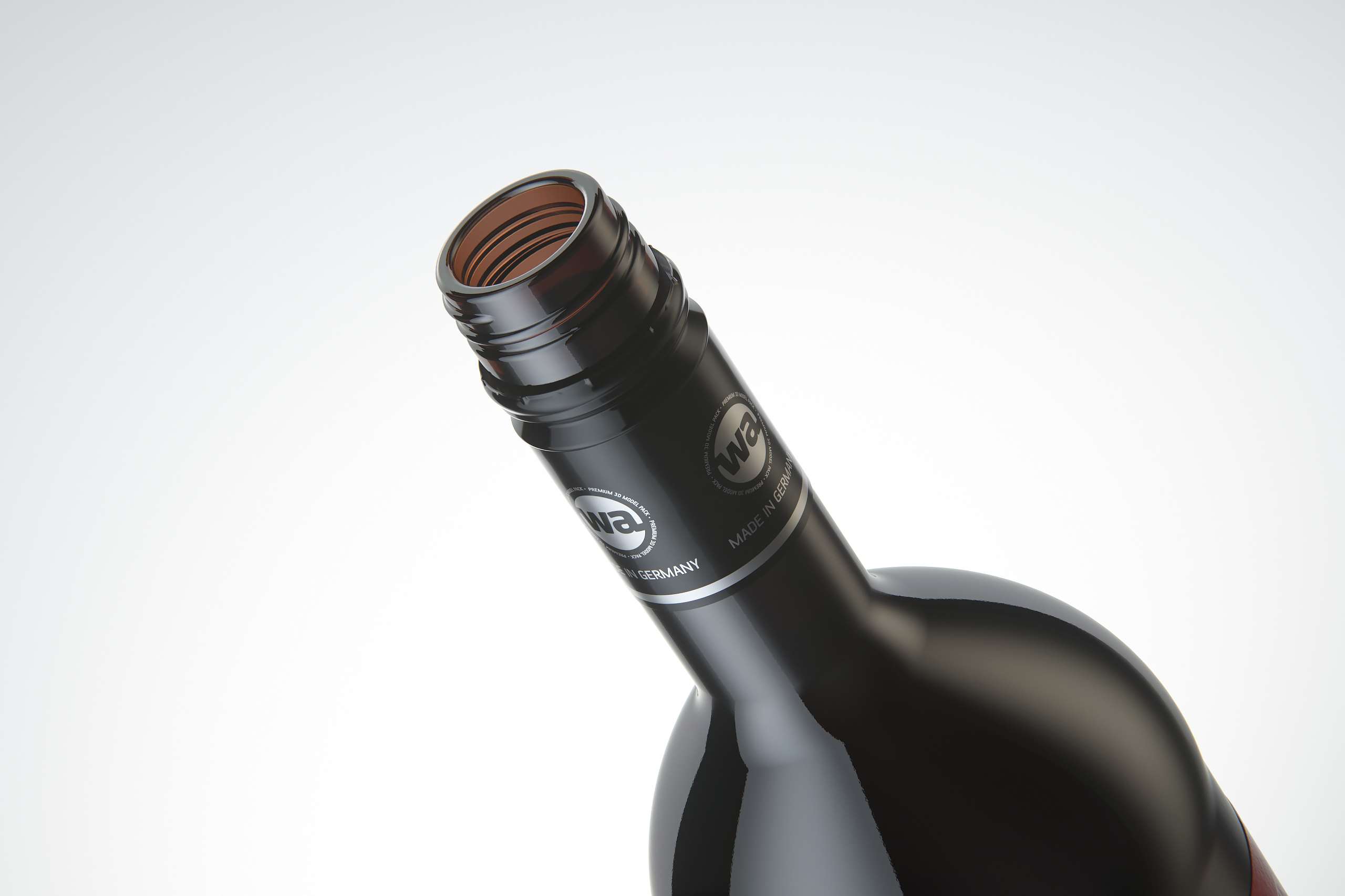3D model of the Bordeaux Wine Standard Bottle 1000ml with Screw Cap and glass of wine