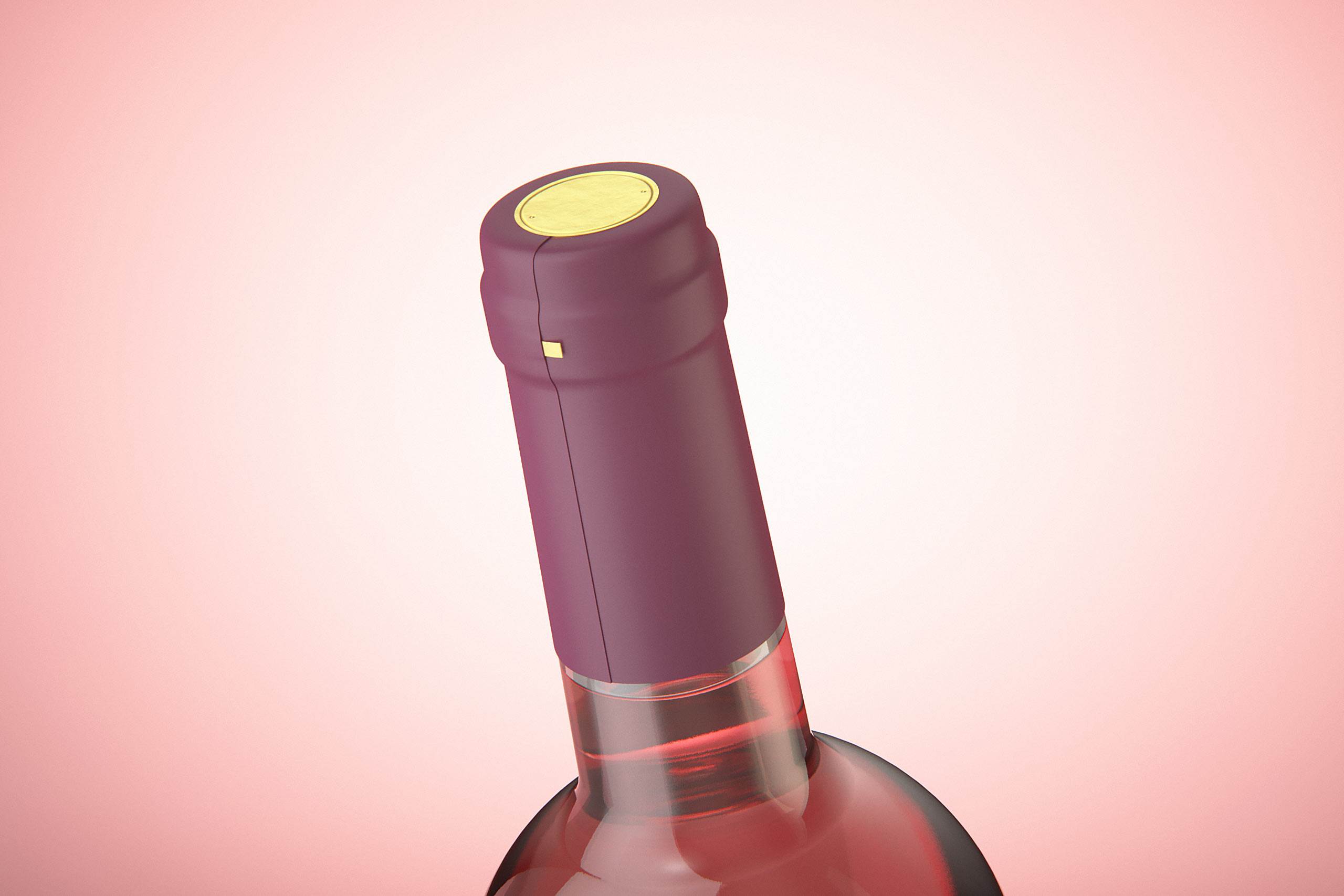 3D model of the Bordeaux Wine Standard Bottle 750ml with cork and glass of wine