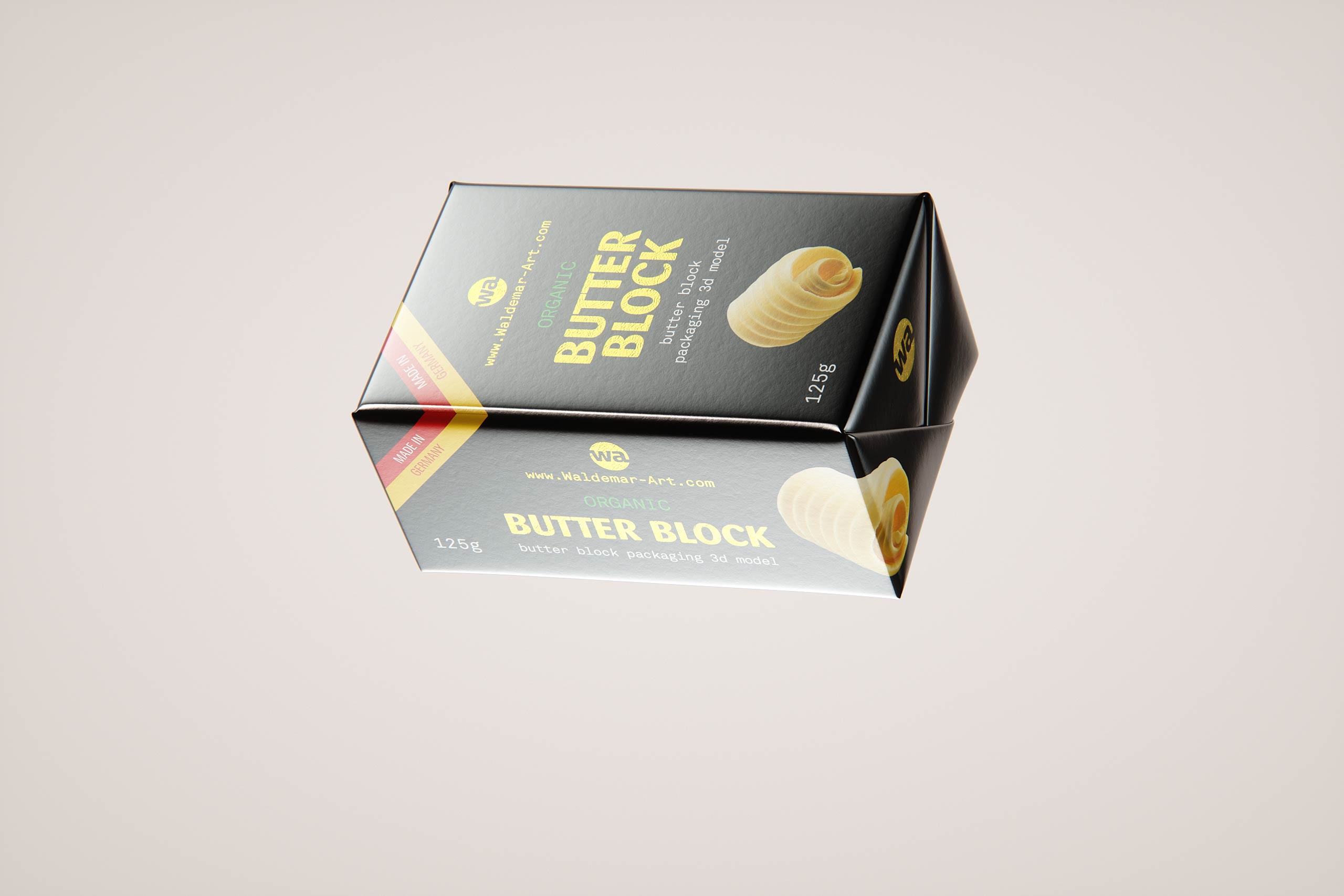 Butter Block 125g packaging 3d model