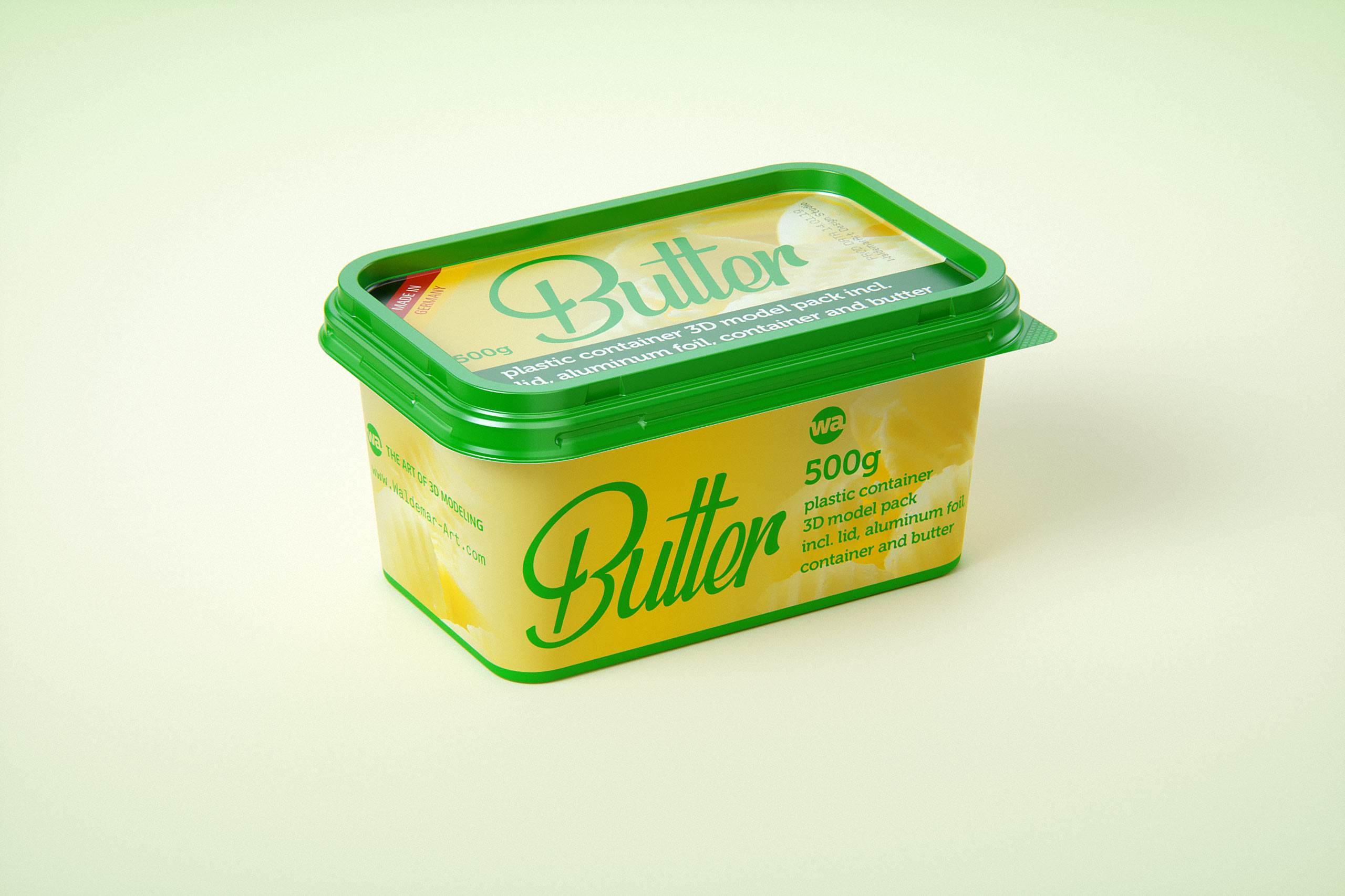 Butter Plastic Container Packagin 3D model pack 500g