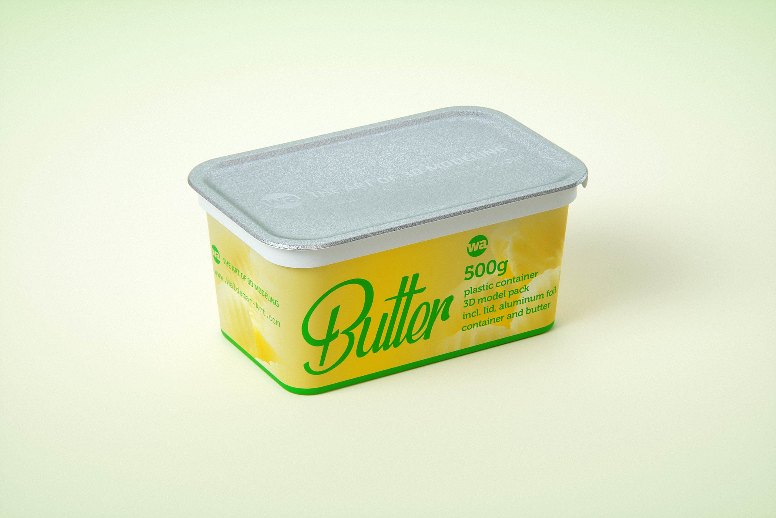 Butter Plastic Container Packagin 3D model pack 500g