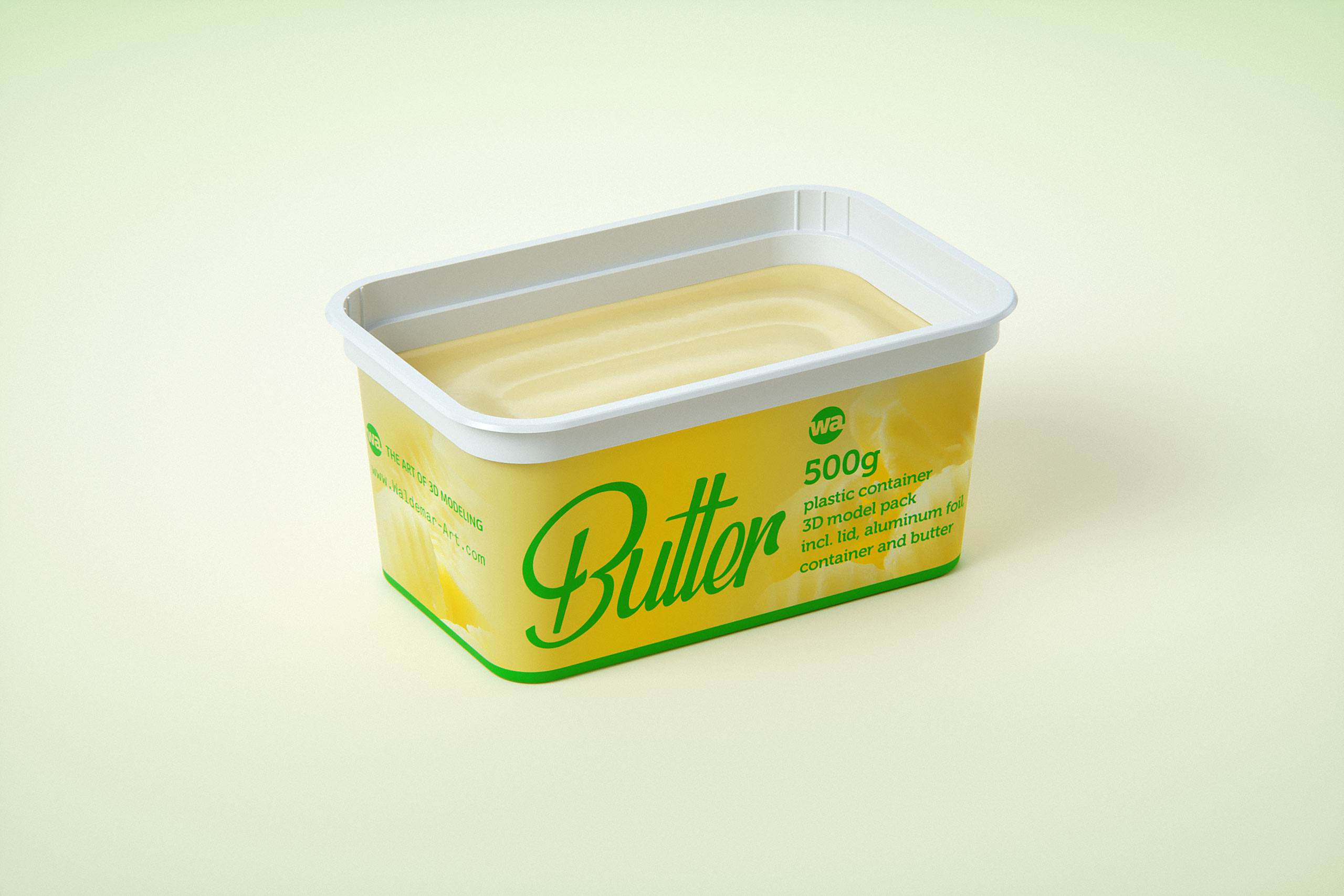 Butter Plastic Container Packagin 3D model pack 500g