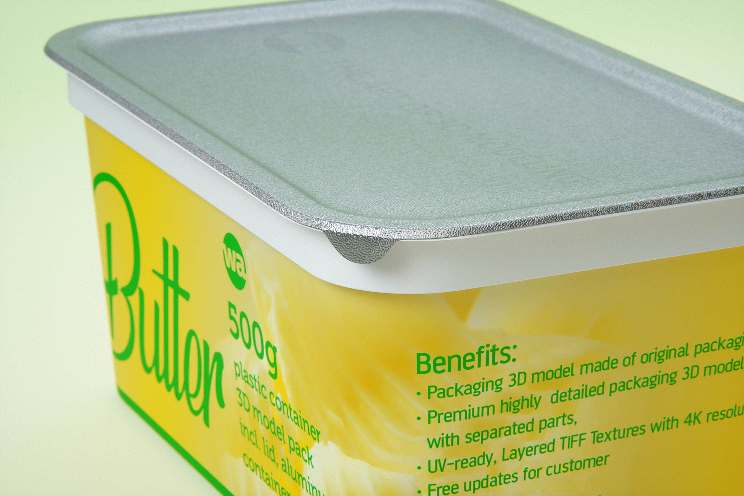 Butter Plastic Container Packagin 3D model pack 500g