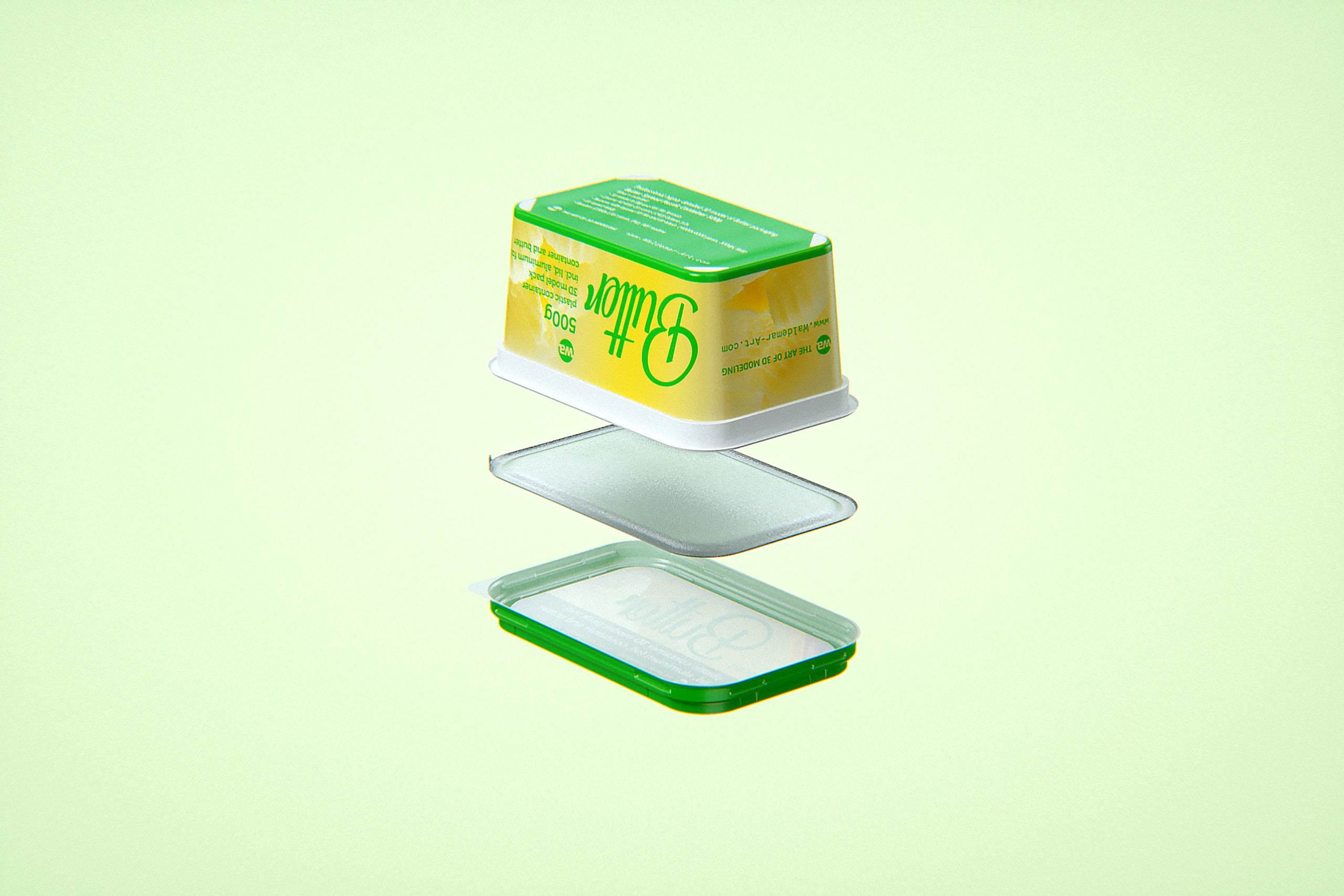 Butter Plastic Container Packagin 3D model pack 500g