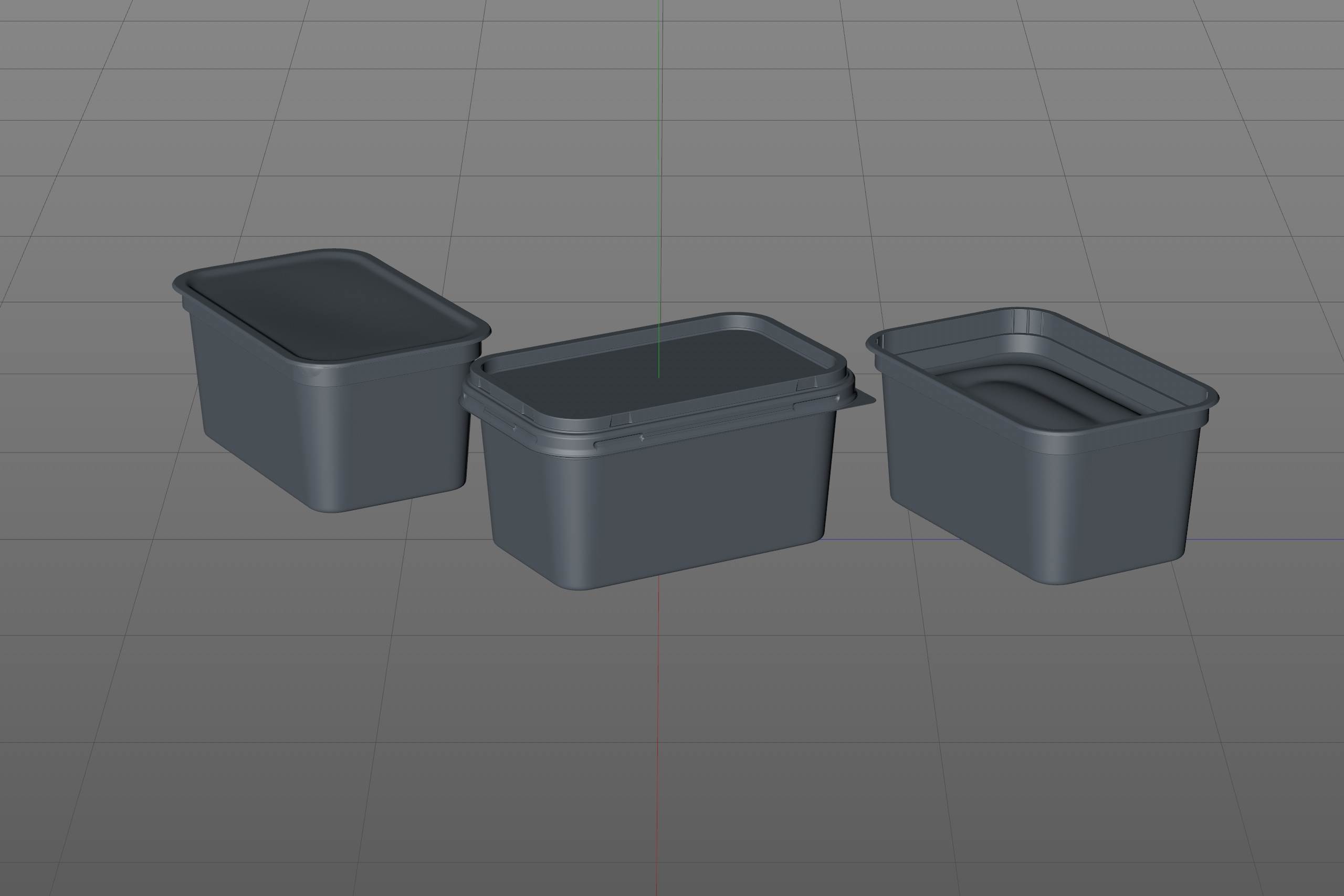 Butter Plastic Container Packagin 3D model pack 500g