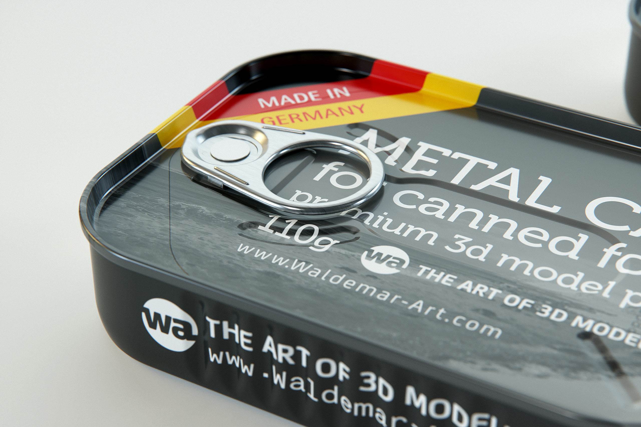 Metal Can 110g for canned sea food packaging 3D model pack with pull tab